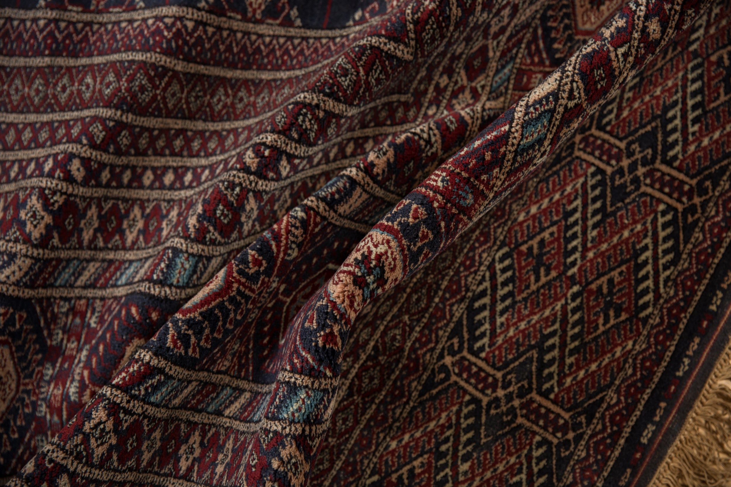 12x12.5 Vintage Fine Bokhara Square Carpet by Old New House® - product image 13 for Resin Society