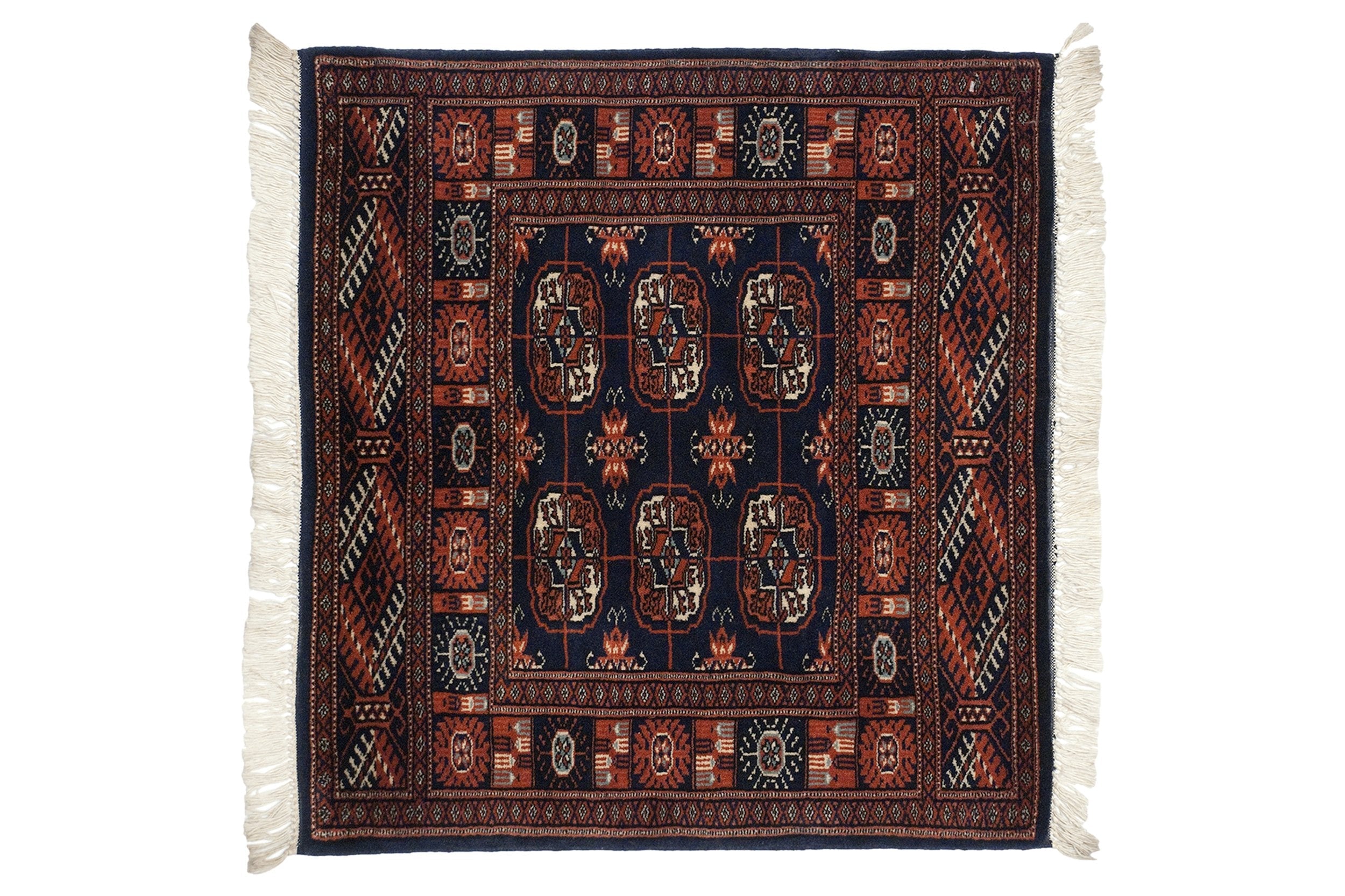 2.5x2.5 Vintage Fine Bokhara Square Rug Mat