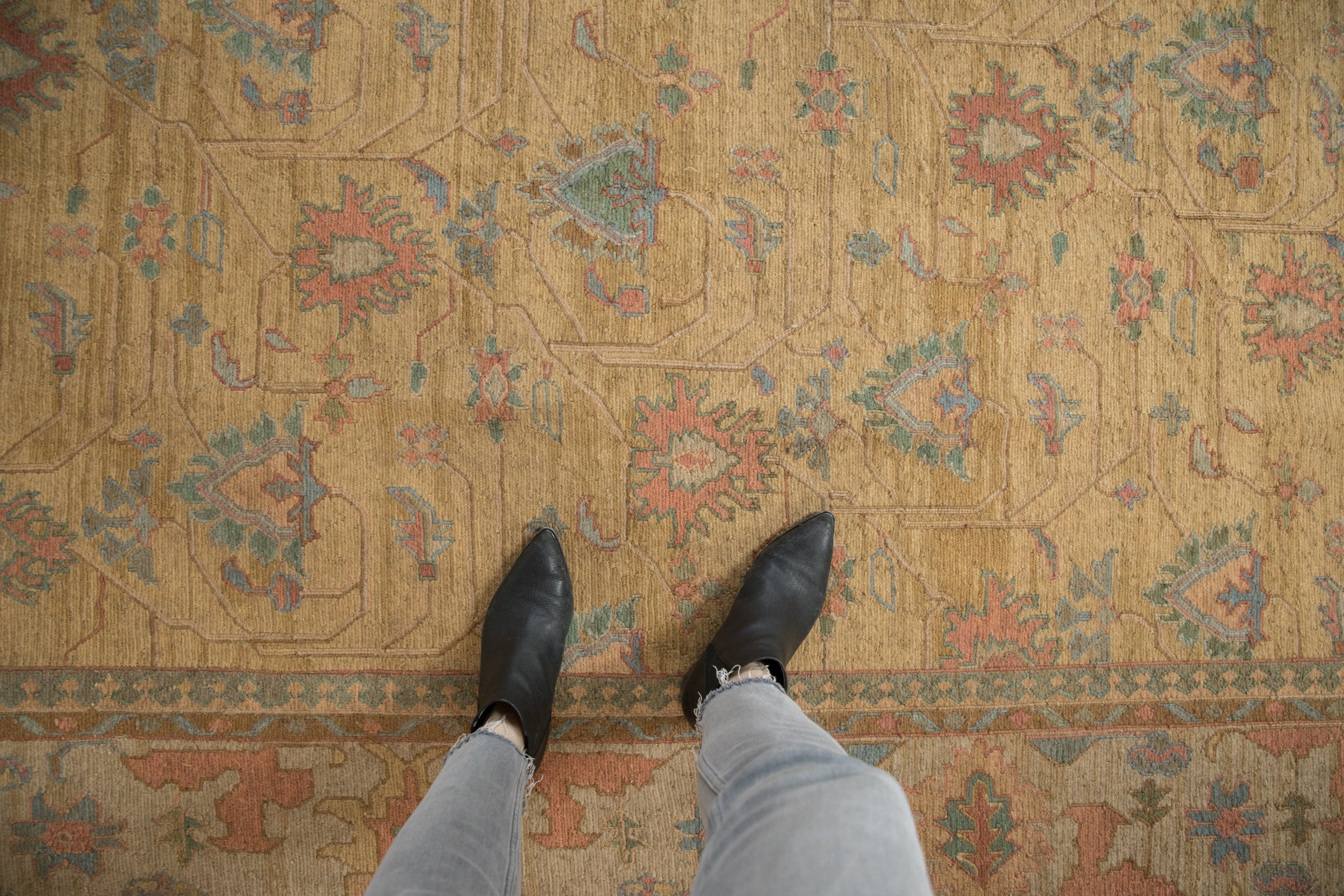 10x13.5 Vintage Tea Washed Indian Soumac Design Carpet by Old New House® - product image 2 for Resin Society