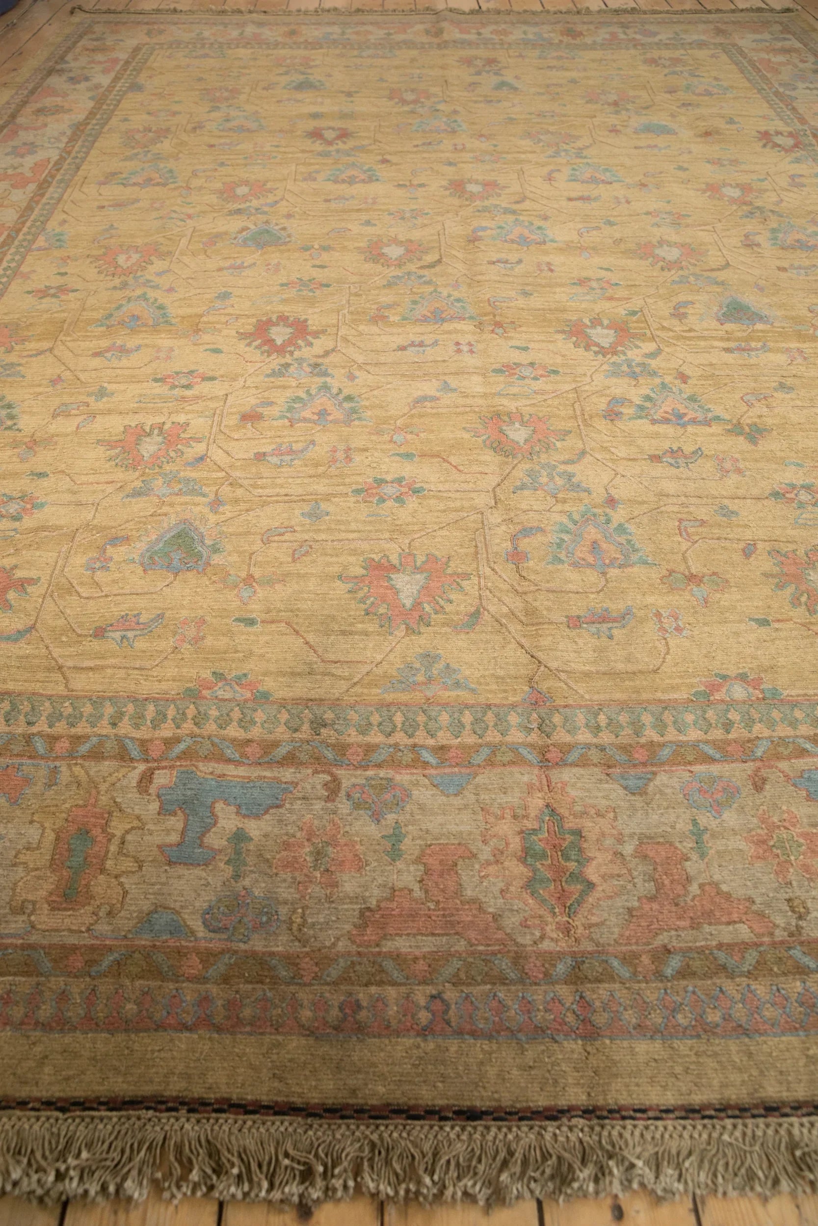 10x13.5 Vintage Tea Washed Indian Soumac Design Carpet by Old New House® - product image 6 for Resin Society