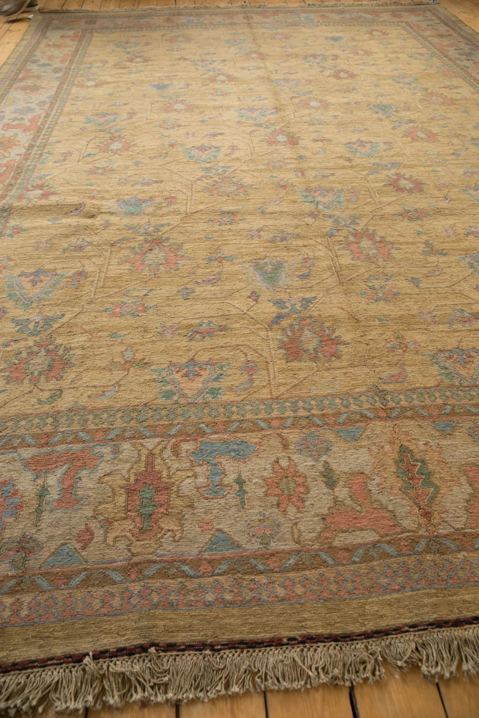 10x13.5 Vintage Tea Washed Indian Soumac Design Carpet by Old New House® - product image 8 for Resin Society