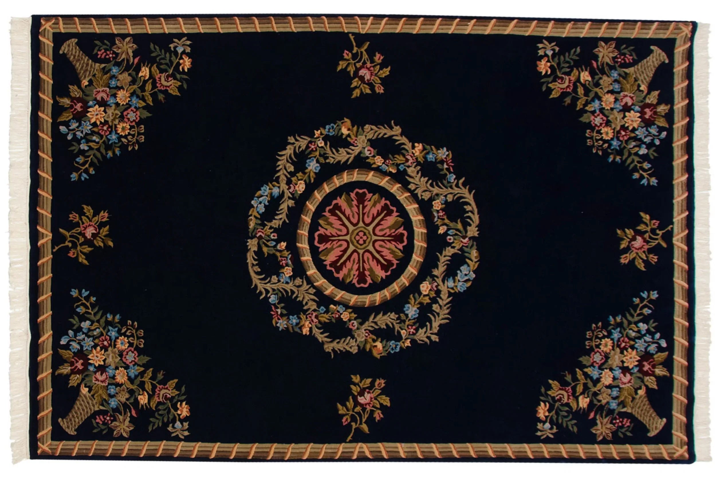 6x9 Vintage Indian Aubusson Design Carpet by Old New House® - main product image for Resin Society