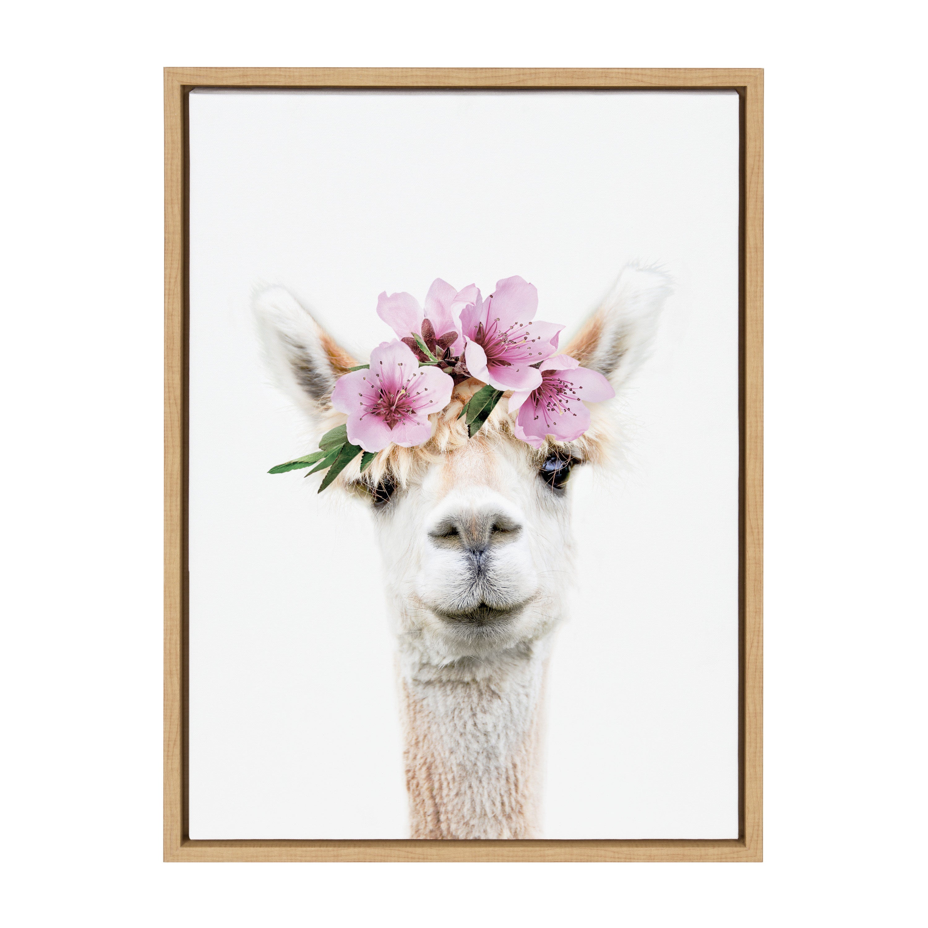Sylvie Flower Crown Alpaca Framed Canvas by Amy Peterson Art Studio