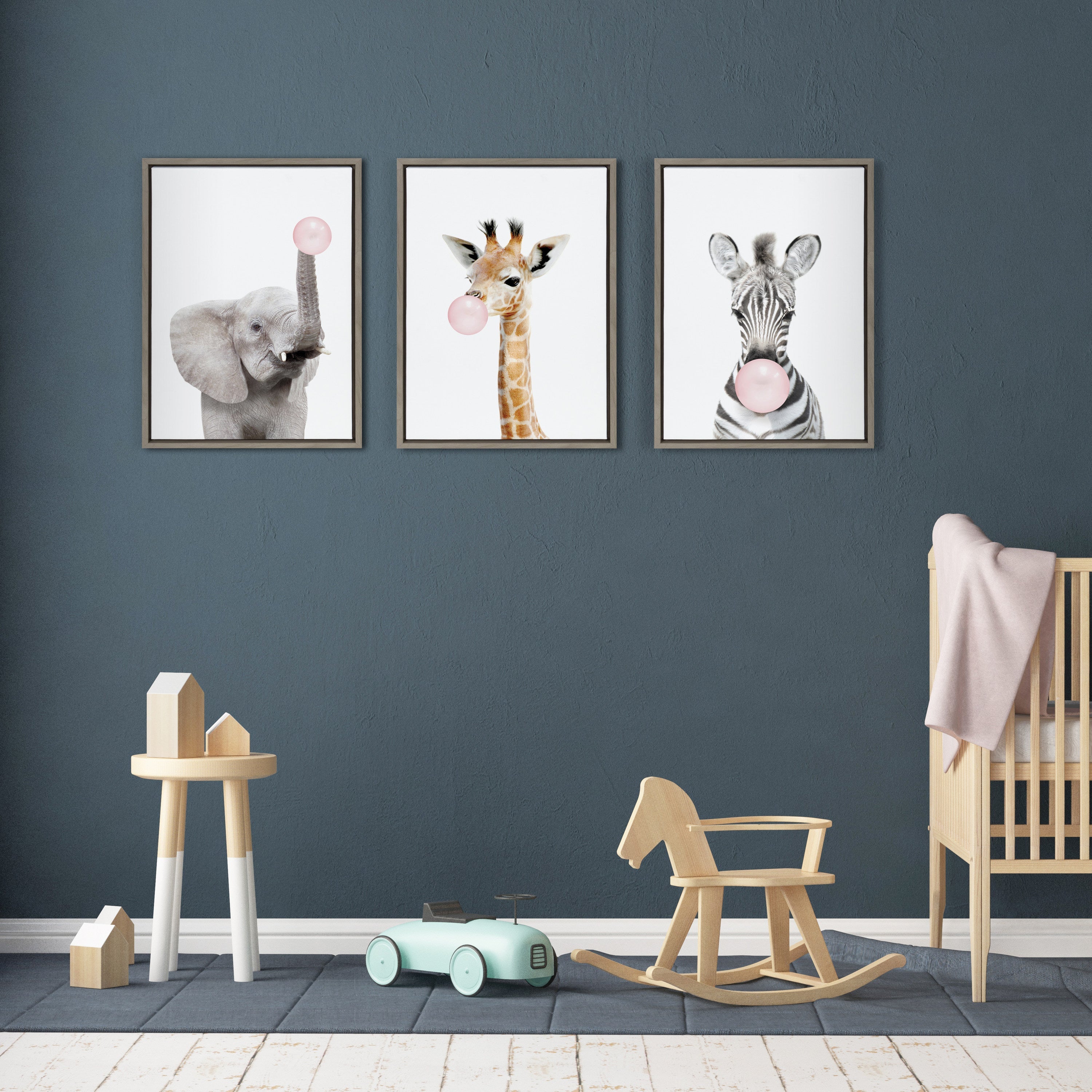 Sylvie Bubble Gum Zebra Framed Canvas by Amy Peterson Art Studio by kateandlaurel - product image 14 for Resin Society