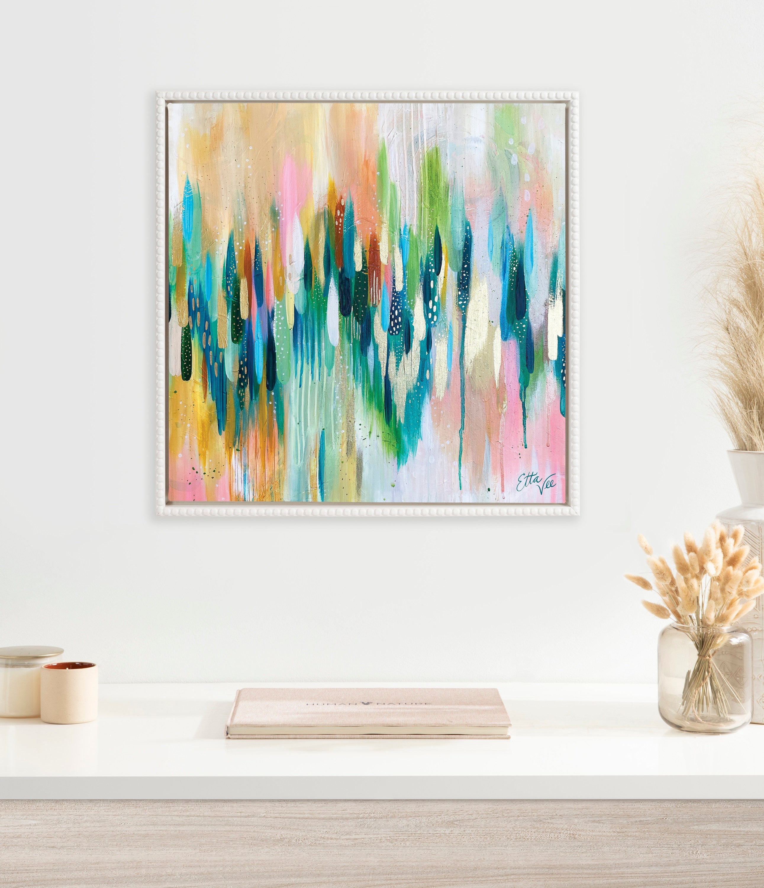 Sylvie Beaded EV Brushstroke 155 Framed Canvas by EttaVee