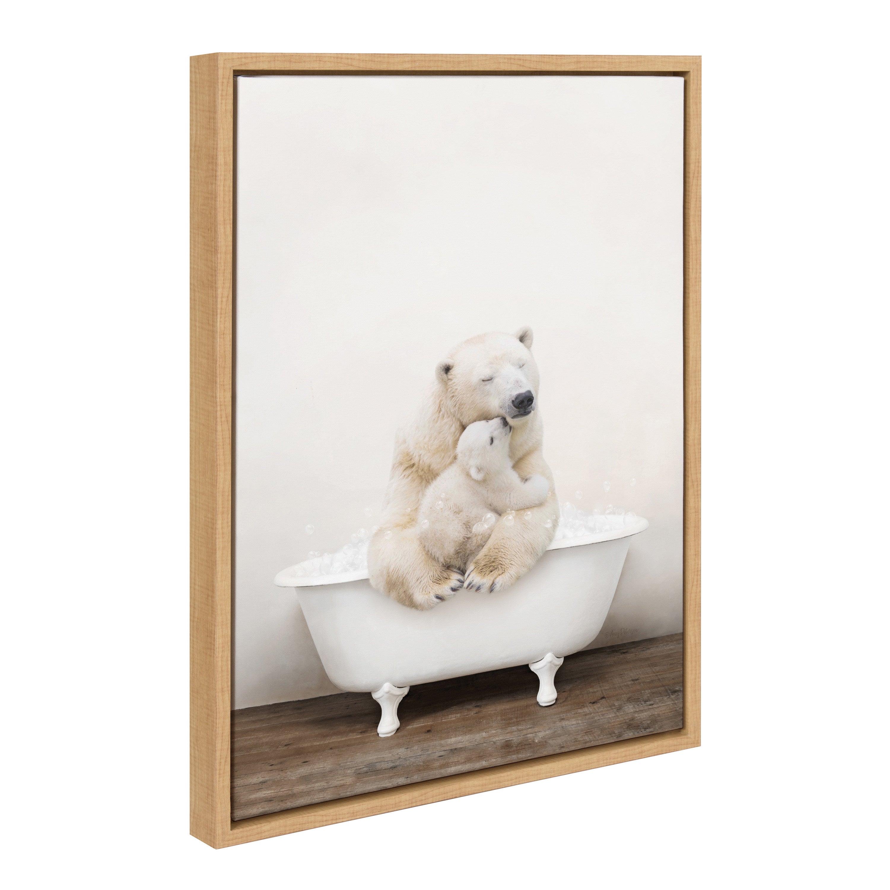 Sylvie Mother and Baby Polar Bear in Rustic Bath Framed Canvas by kateandlaurel - product image 19 for Resin Society