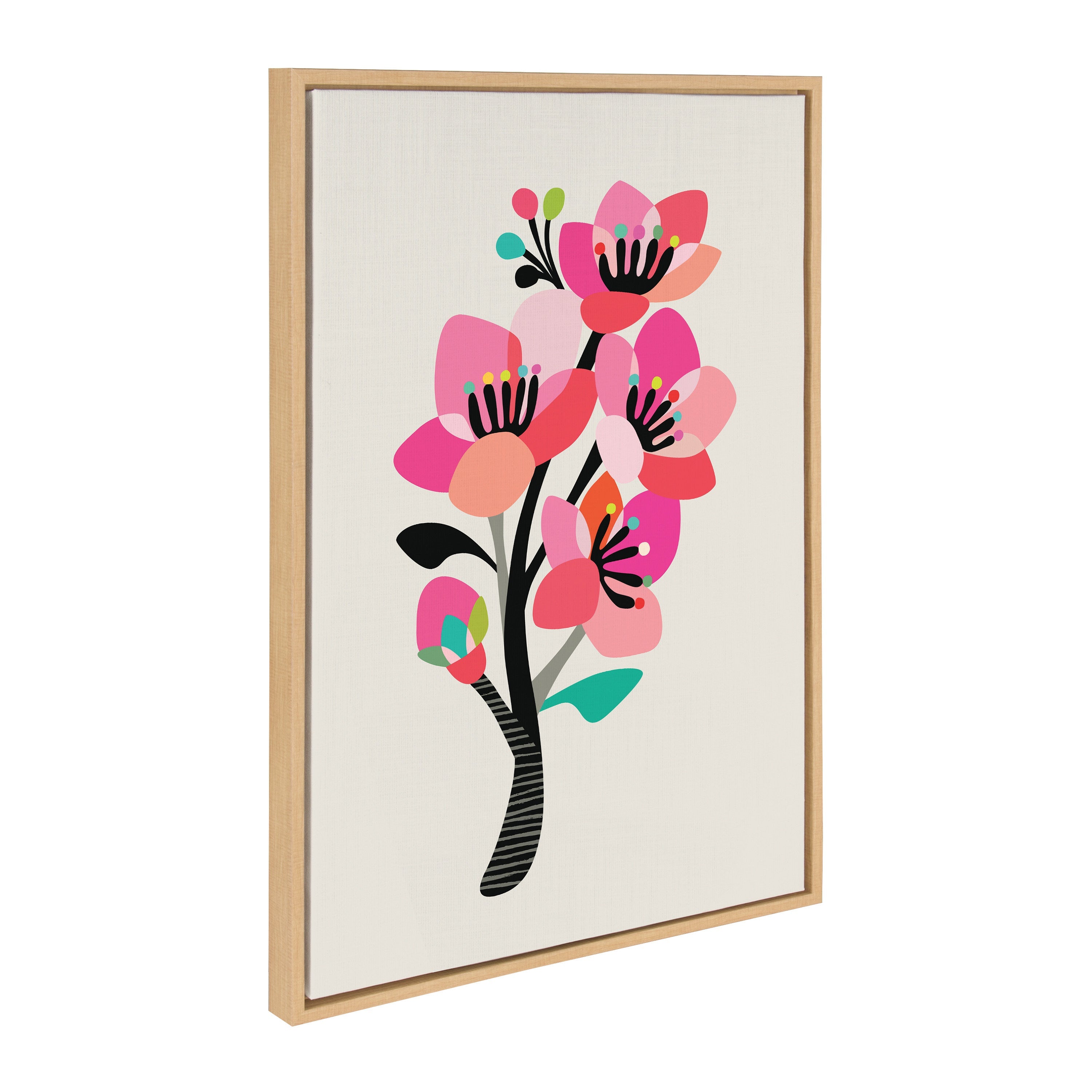 Sylvie Mid Century Modern Cherry Blossoms Framed Canvas by kateandlaurel - product image 2 for Resin Society