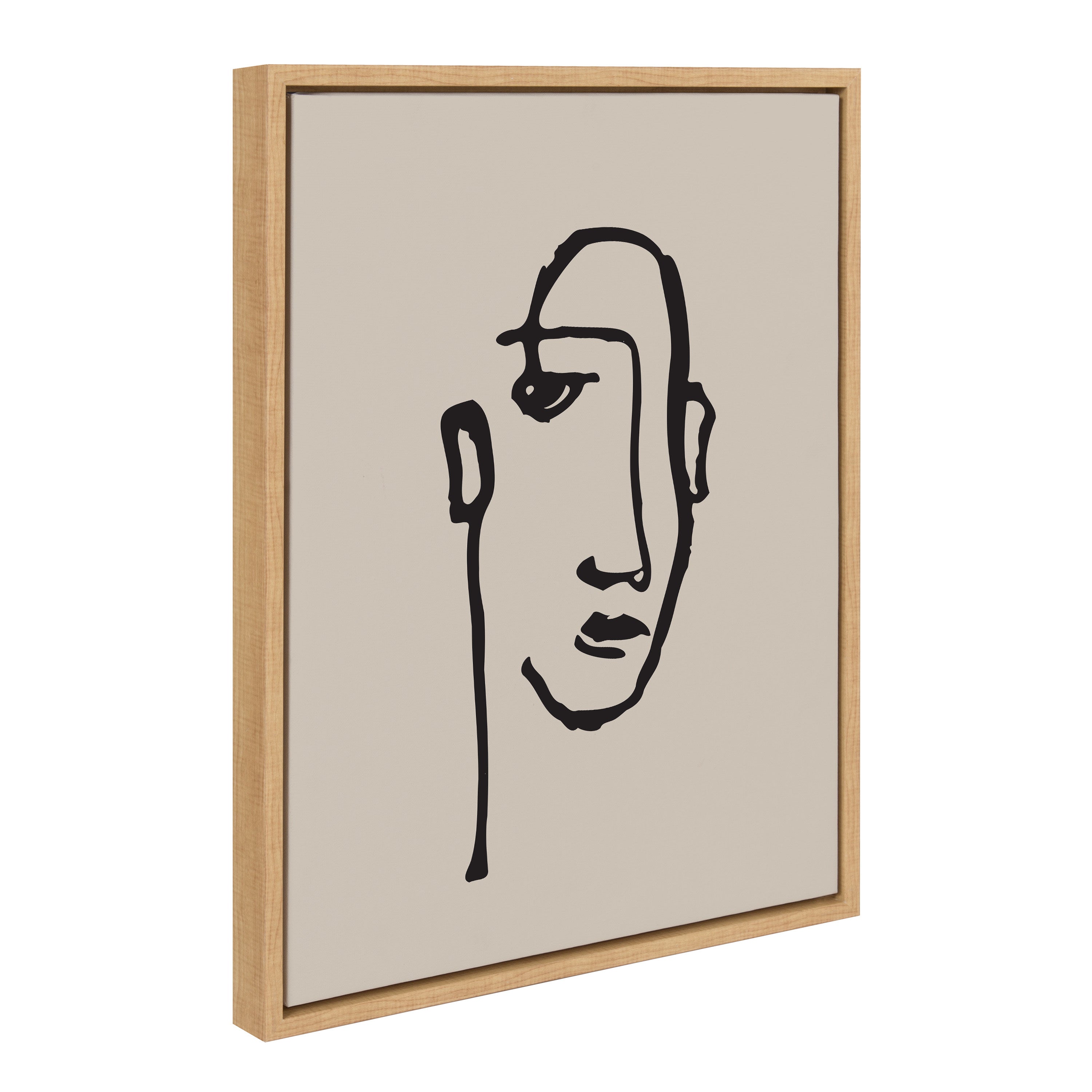 Sylvie Minimalist Neutral Line Art Drawing Face Framed Canvas by kateandlaurel - product image 8 for Resin Society