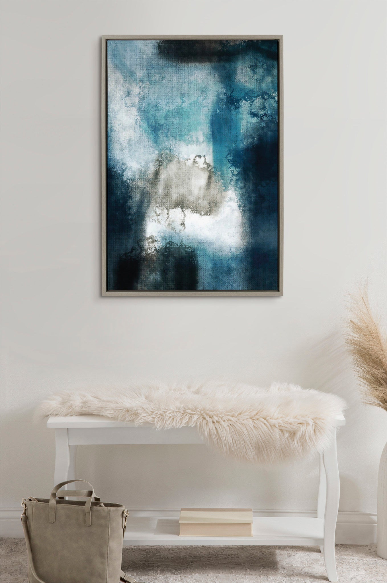 Sylvie Aqua Abstract 2 Framed Canvas by kateandlaurel - product image 7 for Resin Society
