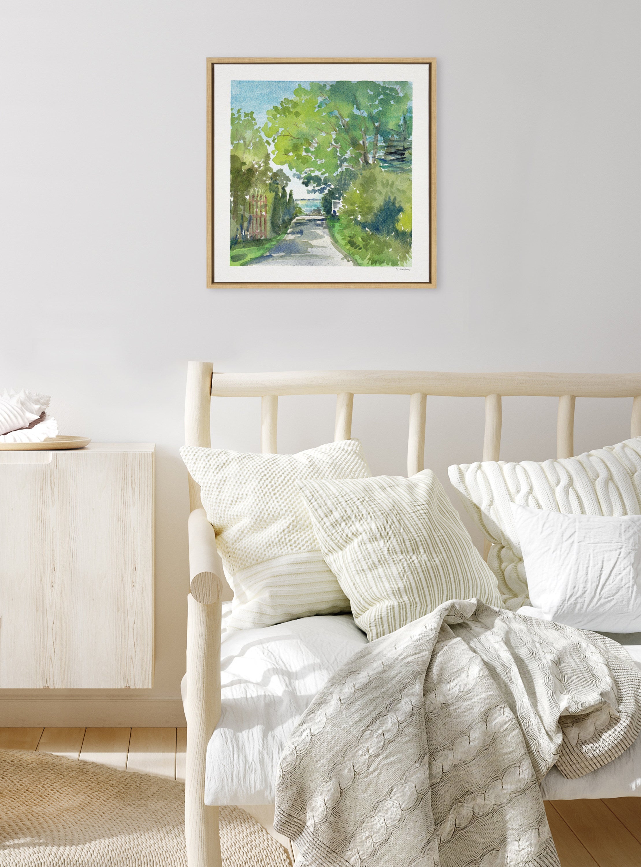 Sylvie The Lane and Sea Framed Canvas by kateandlaurel - product image 10 for Resin Society