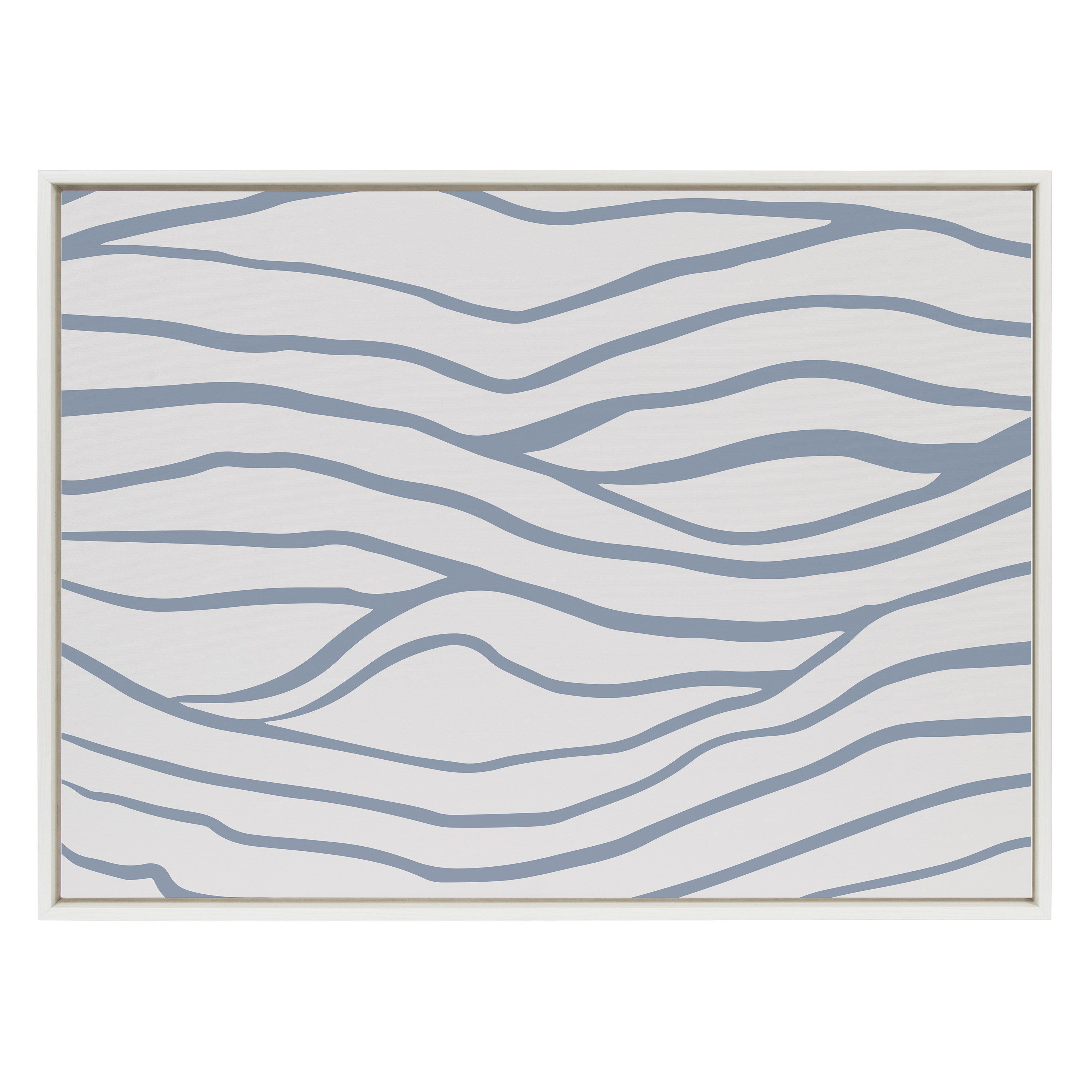 Sylvie Simple Elegant Coastal Waves Framed Canvas by The Creative Bunch Studio