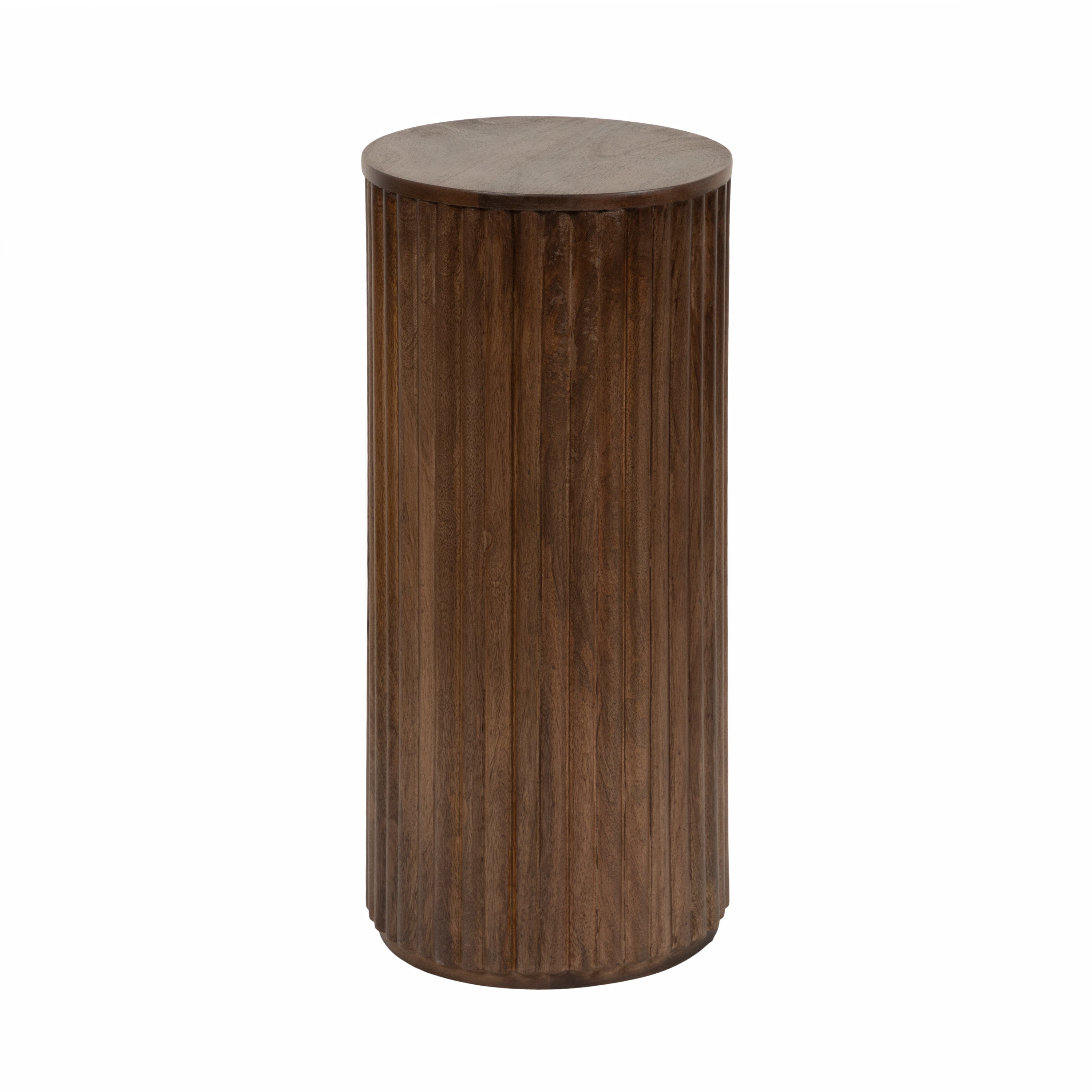 Reid Wood Drink Table in Natural finish with ribbed base and smooth tabletop