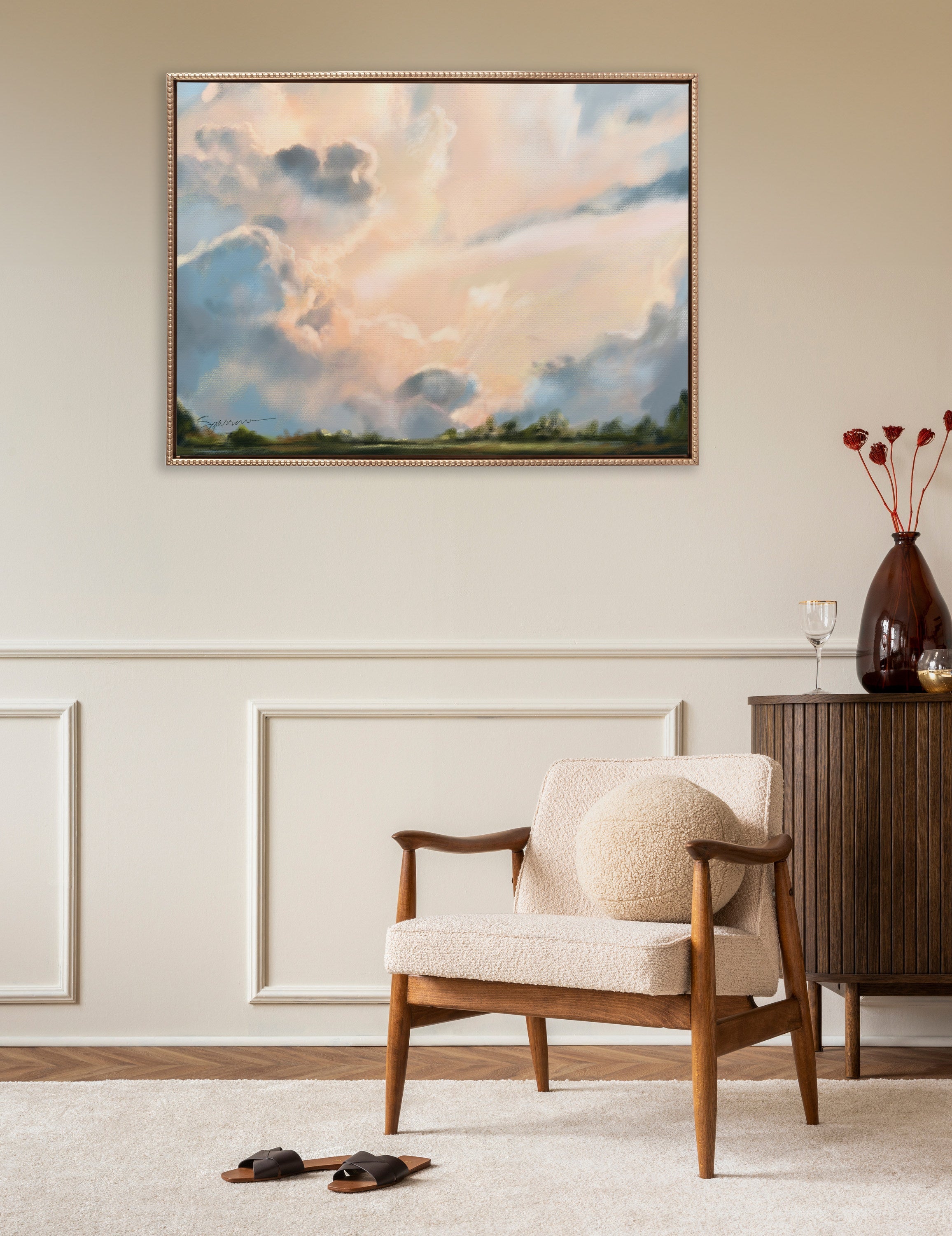 Sylvie Beaded Clouds Framed Canvas by Mary Sparrow