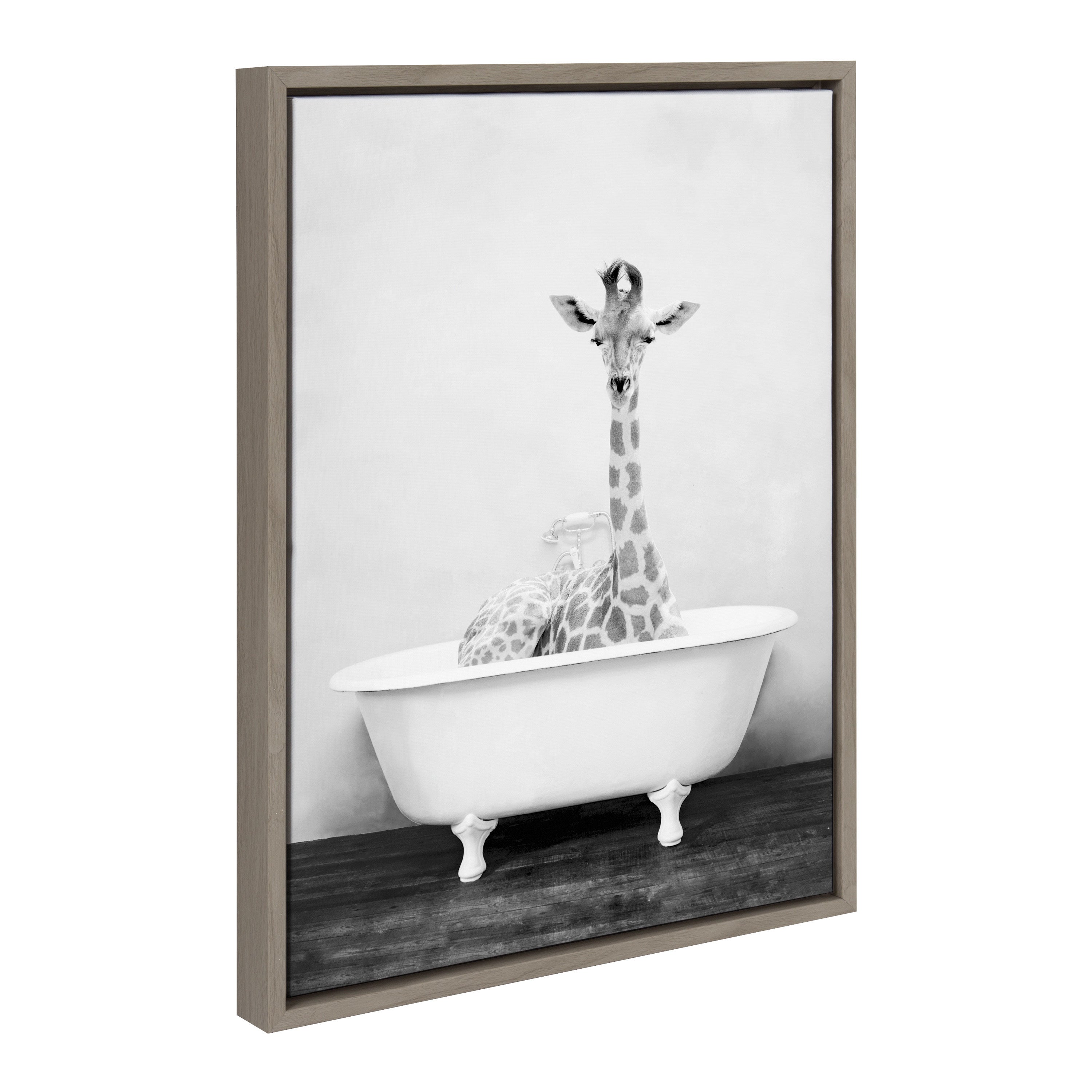 Sylvie Giraffe 2 in the Tub Framed Canvas by kateandlaurel - product image 13 for Resin Society