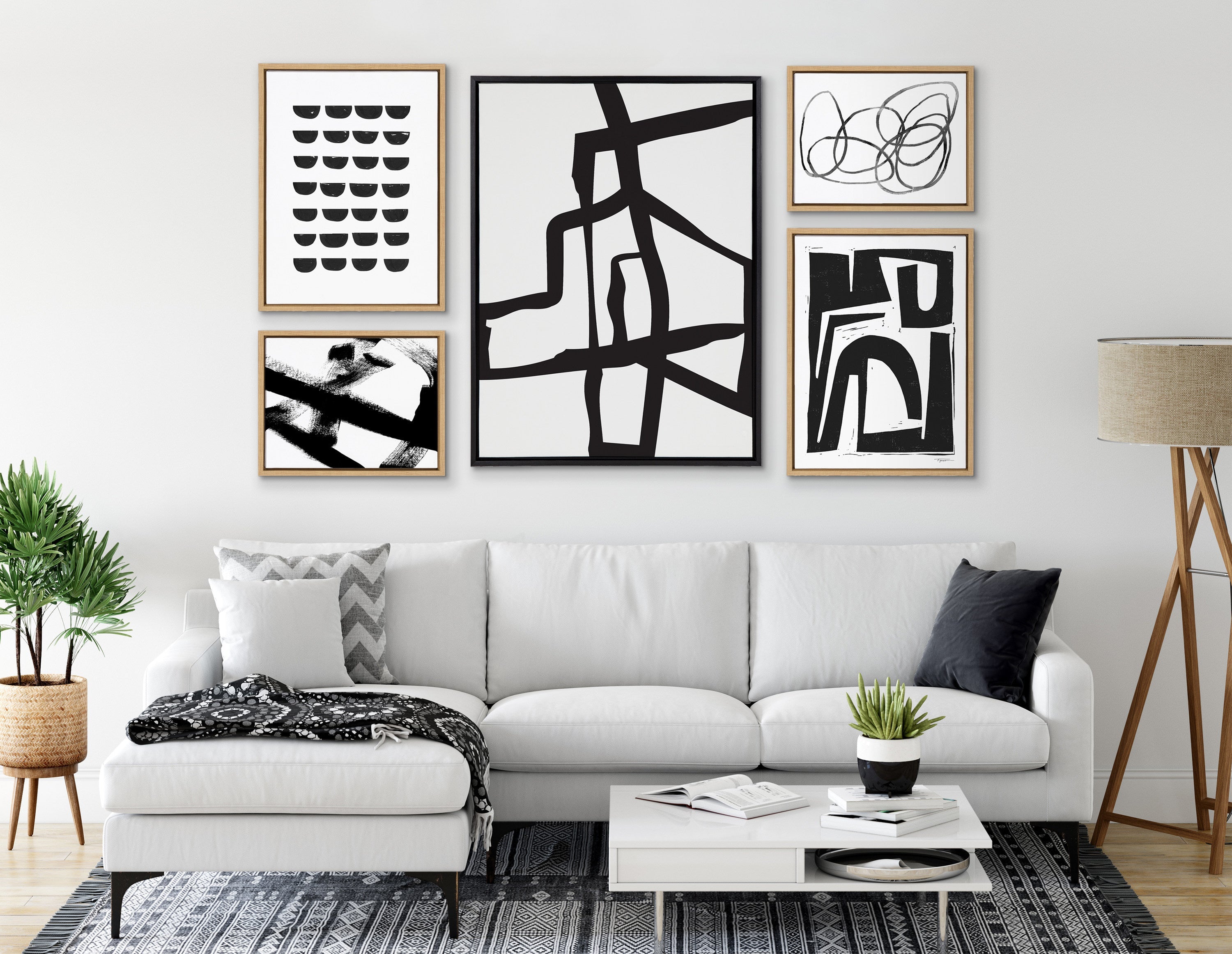 Sylvie Bold Sophisticated Abstract Black Stroke Framed Canvas by kateandlaurel - product image 11 for Resin Society