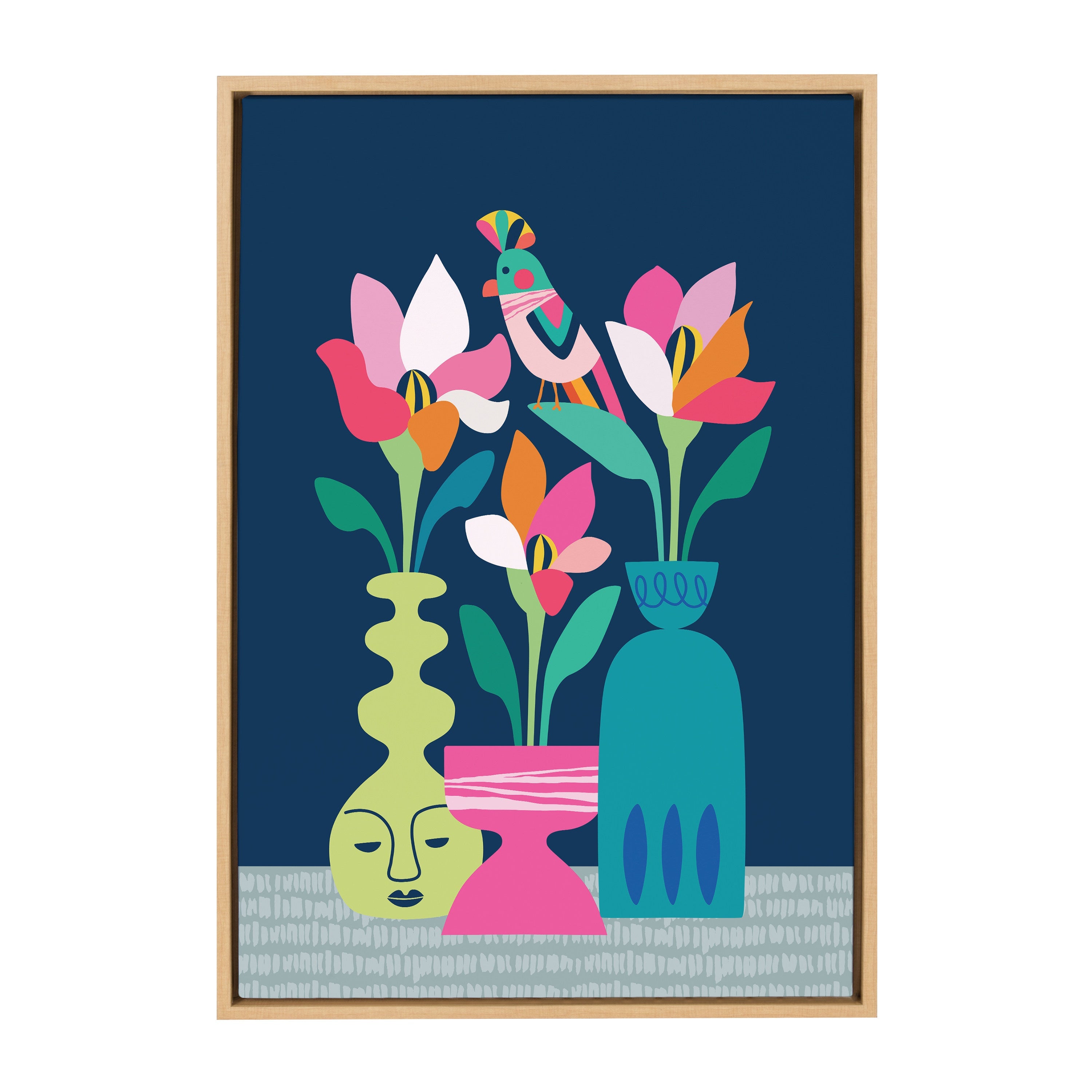 Sylvie Mid Century Modern Magnolias Framed Canvas by kateandlaurel - product image 9 for Resin Society