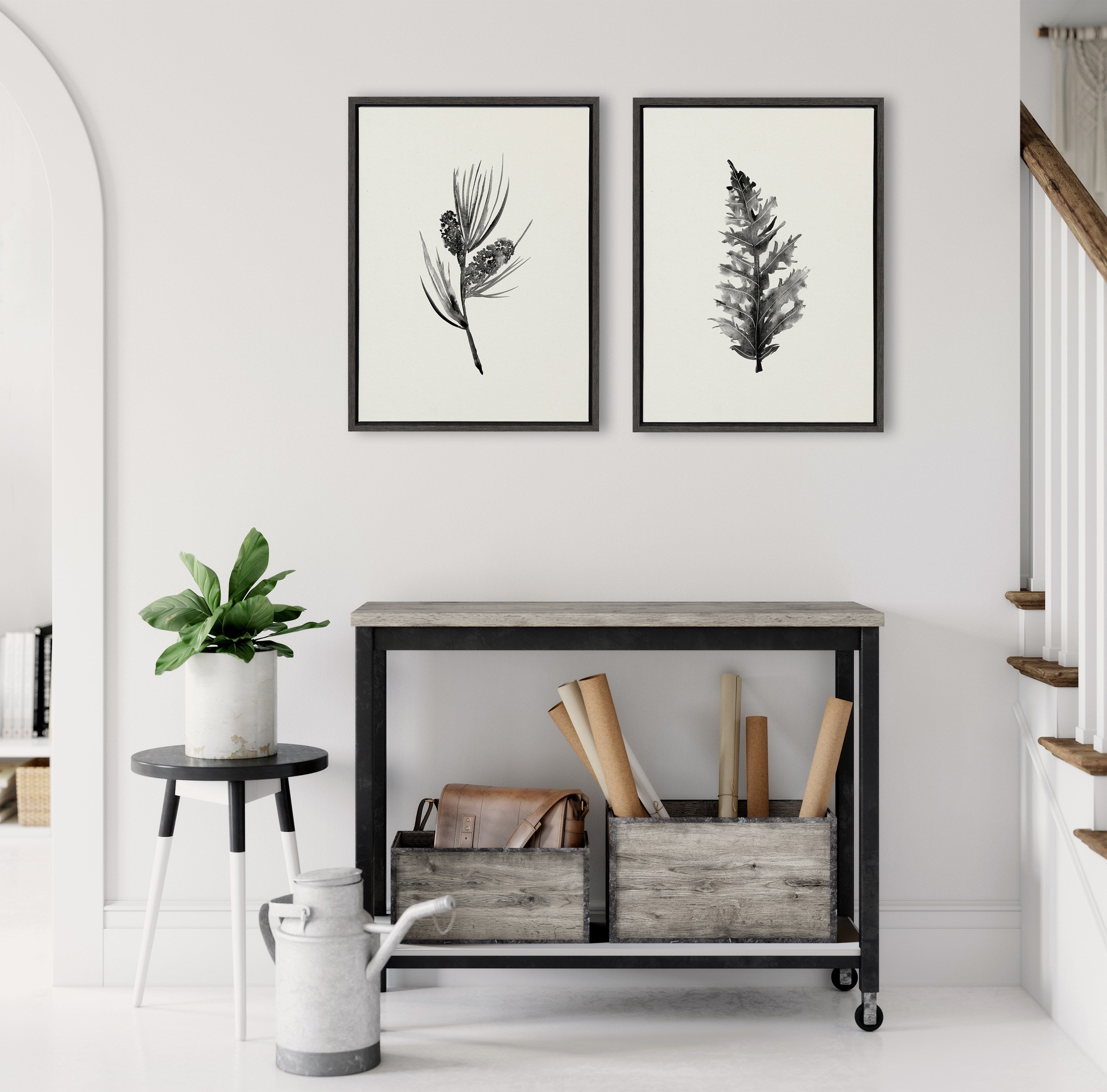 Sylvie Vintage Botanical 3 and 4 Framed Canvas Set by kateandlaurel - product image 10 for Resin Society