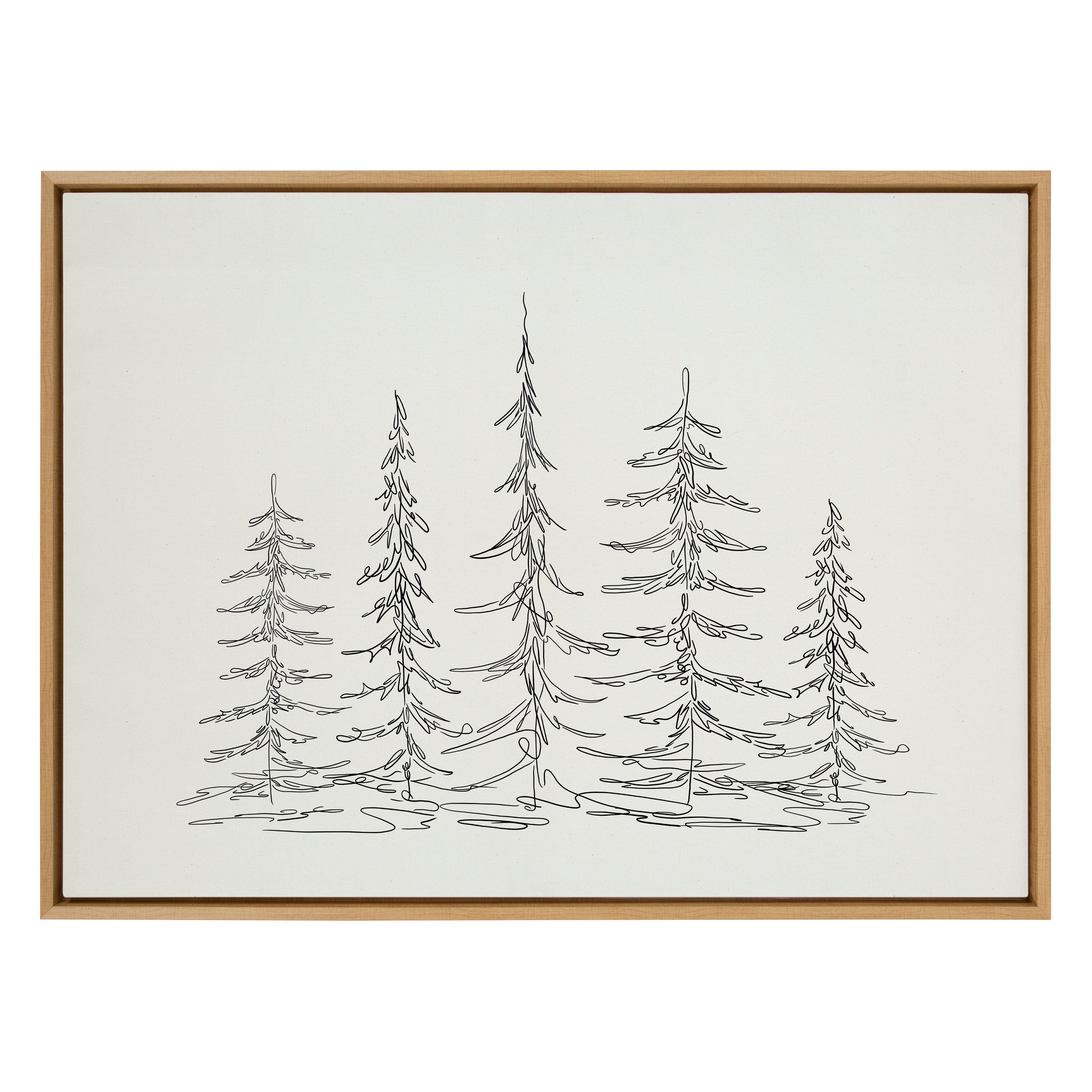 Sylvie Minimalist Evergreen Trees Sketch Framed Canvas by kateandlaurel - product image 20 for Resin Society