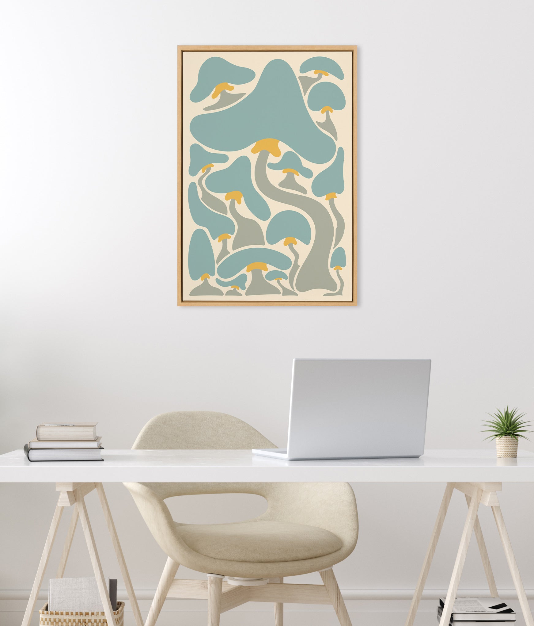 Sylvie Groovy Mushrooms 2 Framed Canvas by Carrie Cantwell
