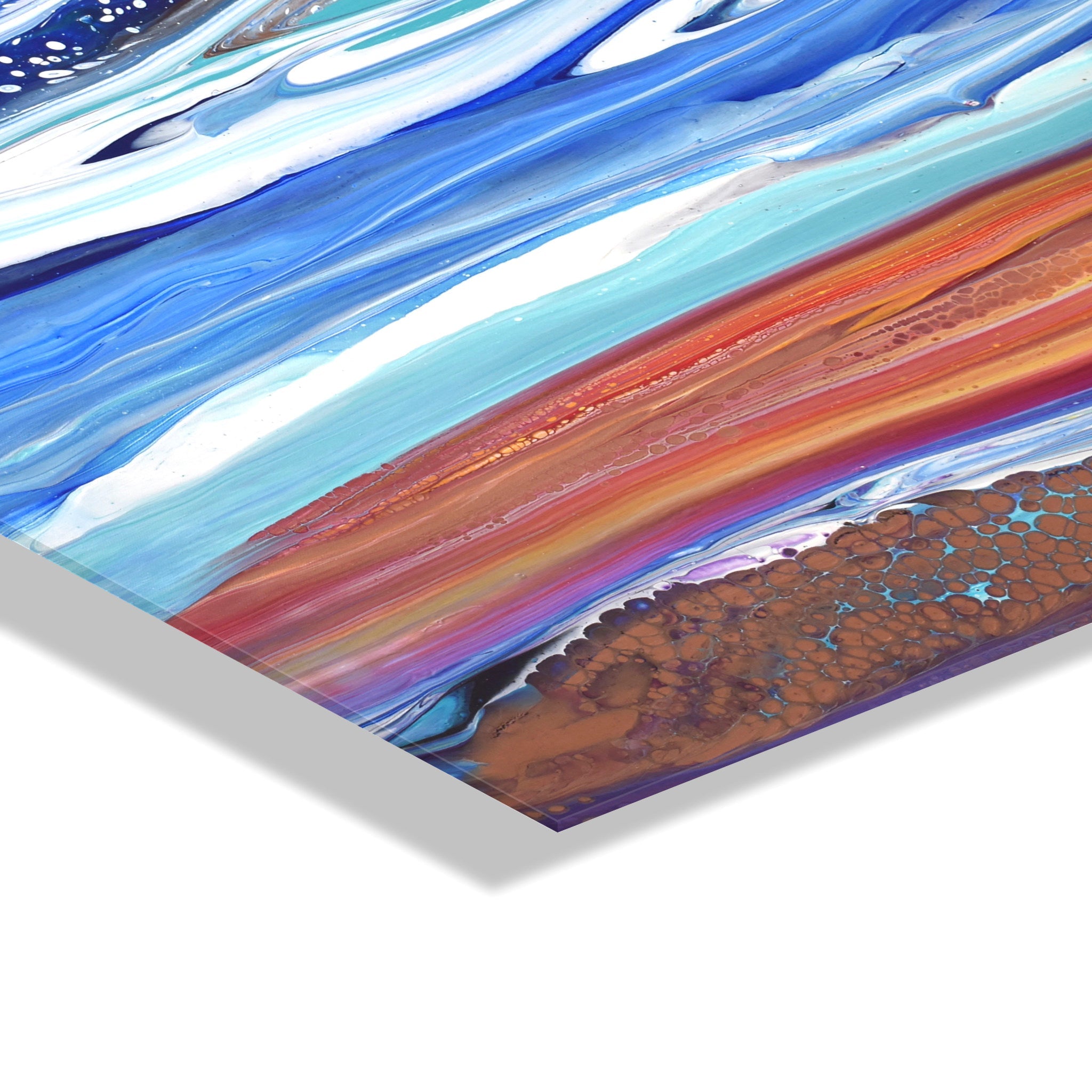 Coastal Currents Floating Acrylic Art by Xizhou Xie