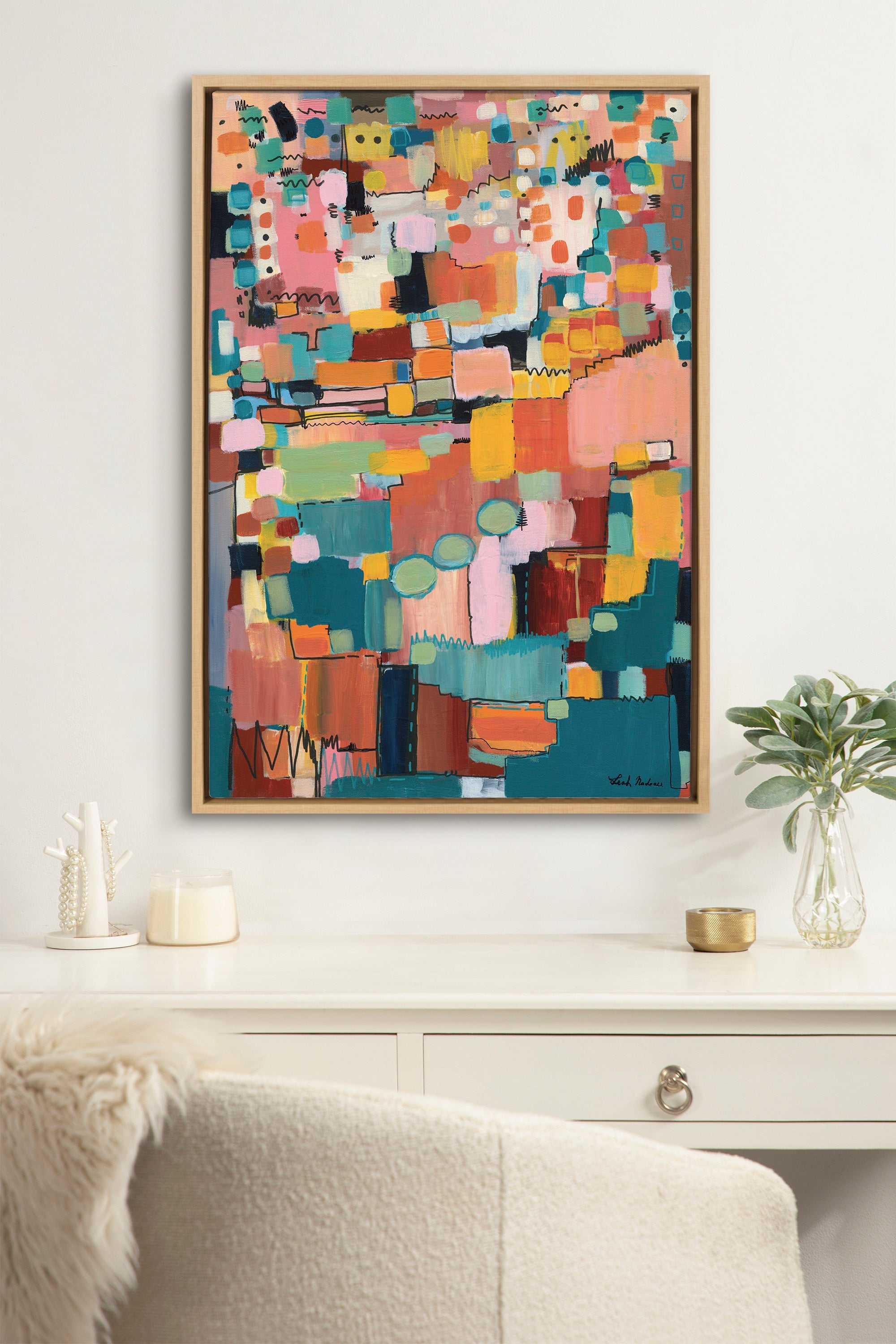 Sylvie Sunset Fiesta Framed Canvas by Leah Nadeau by kateandlaurel - product image 4 for Resin Society