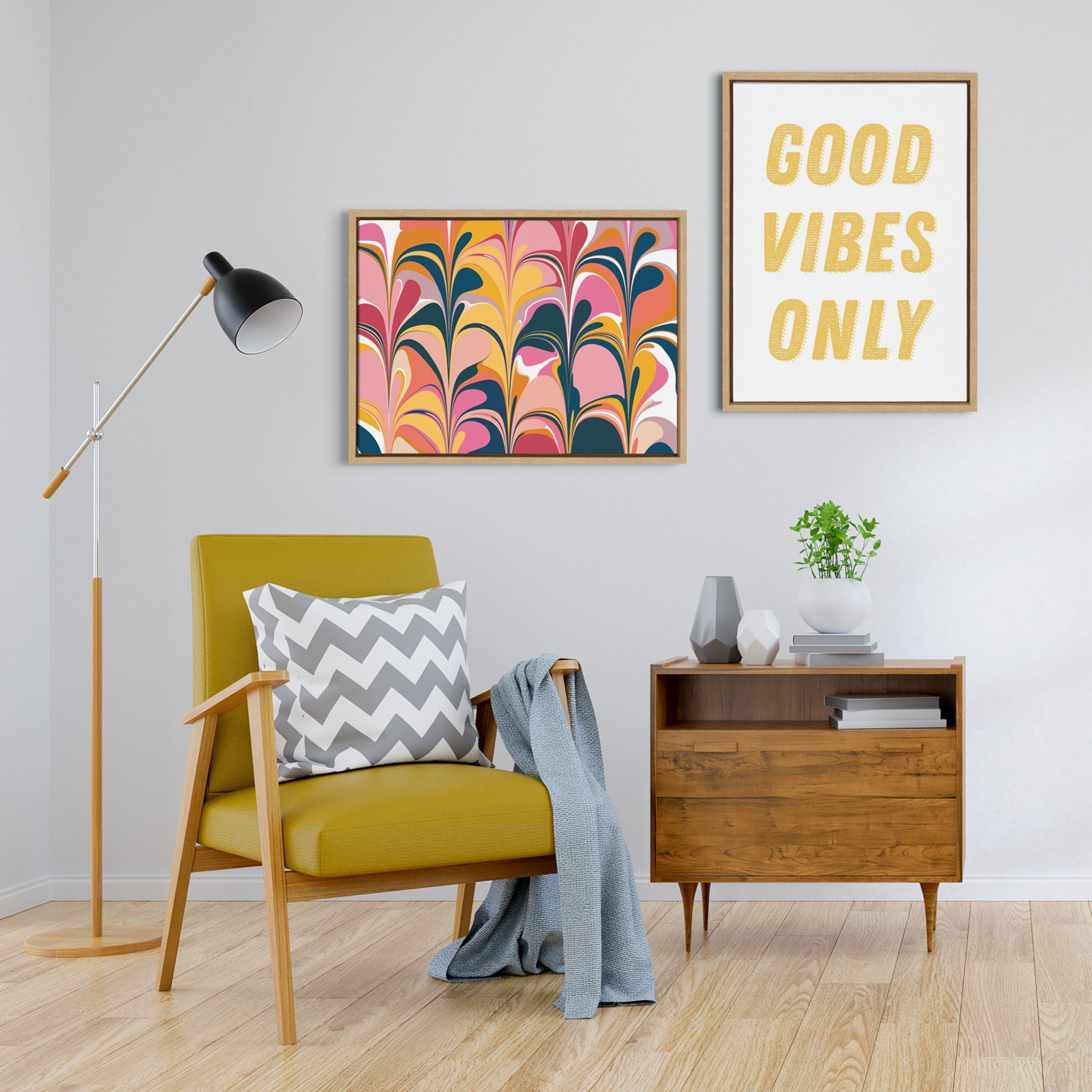 Sylvie Colorful Swirls Framed Canvas by kateandlaurel - product image 8 for Resin Society