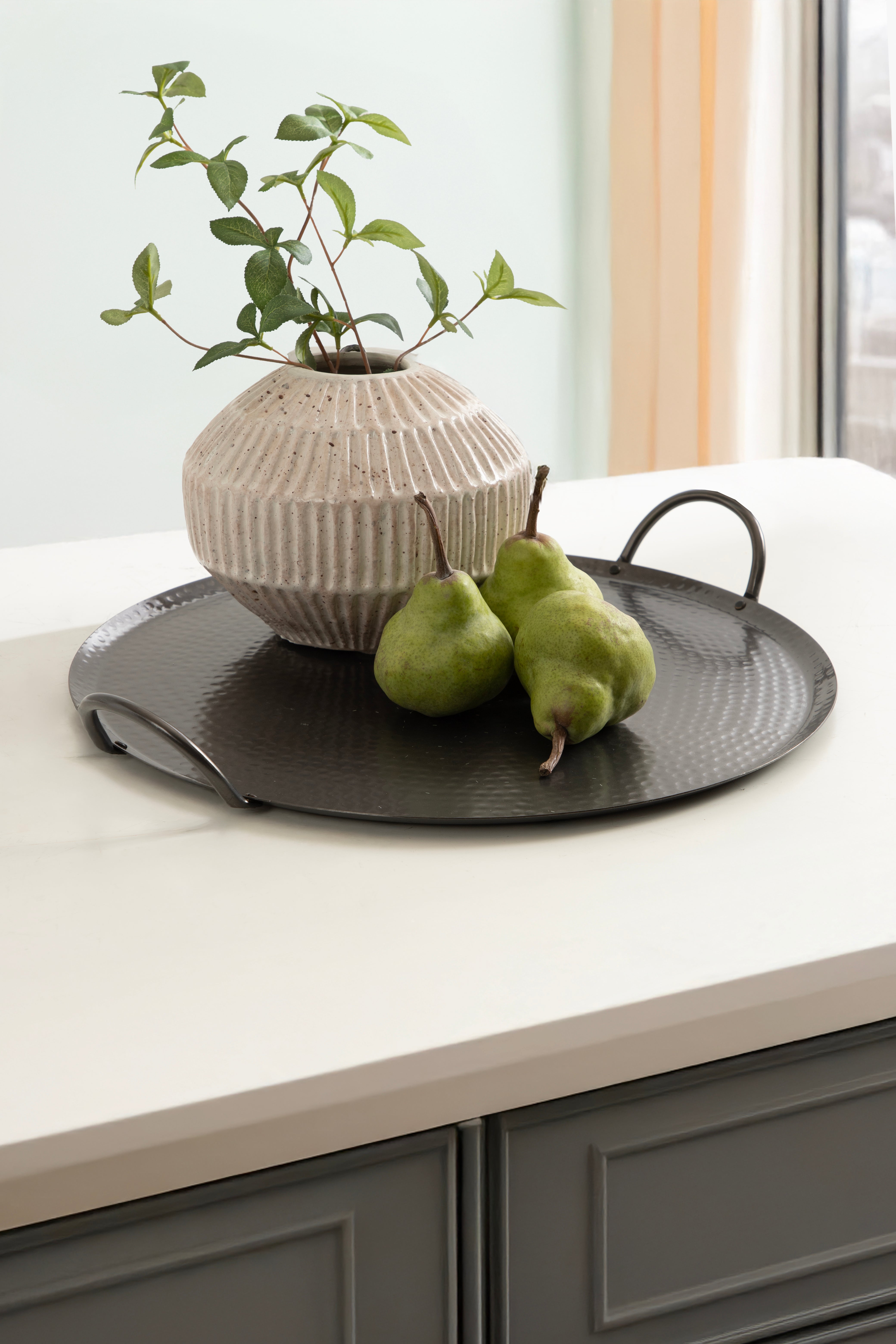 Sanzo Hammered Round Metal Tray