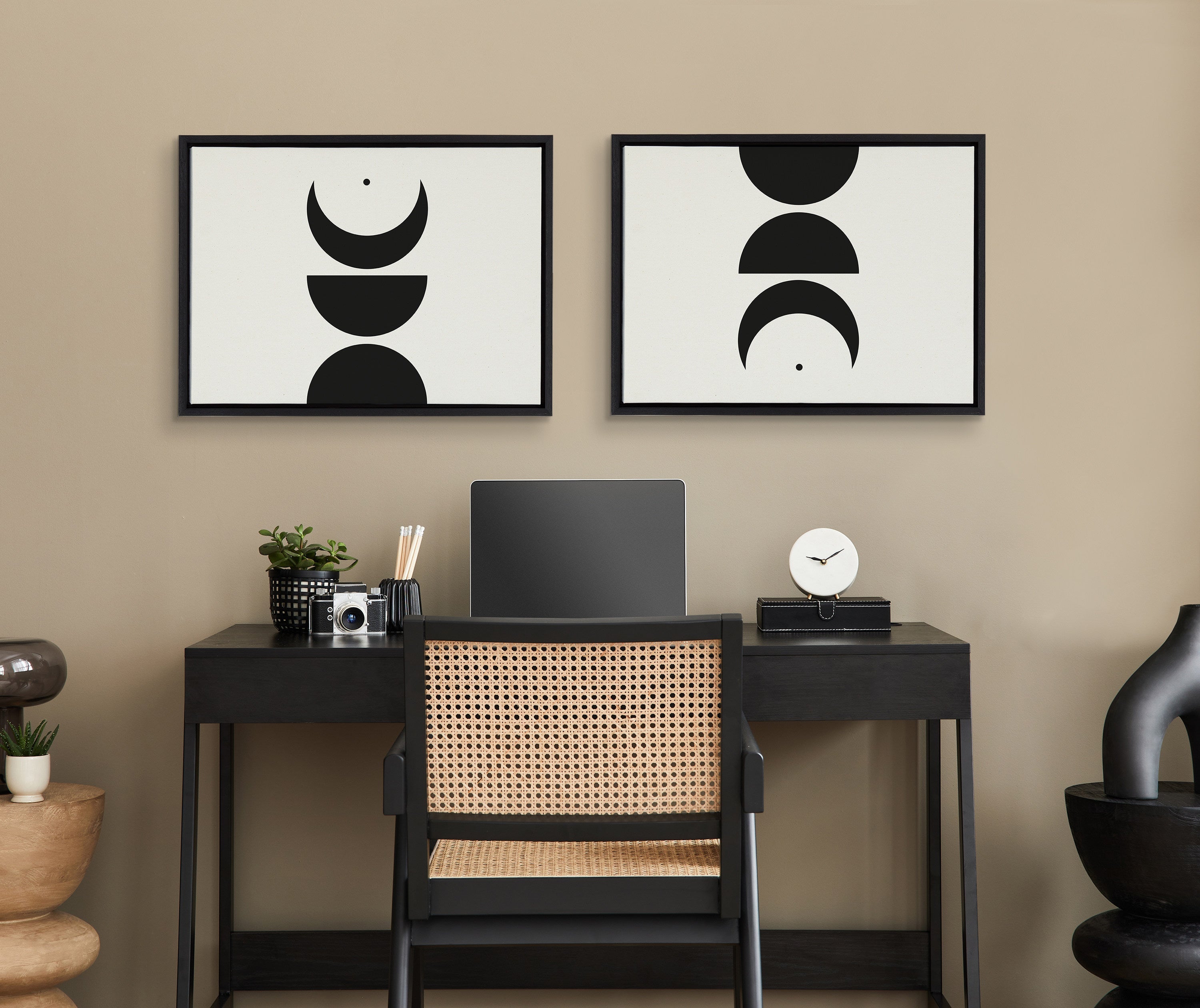Sylvie Modern Geometric Moon Phases Framed Canvas Set by The Creative by kateandlaurel - product image 5 for Resin Society