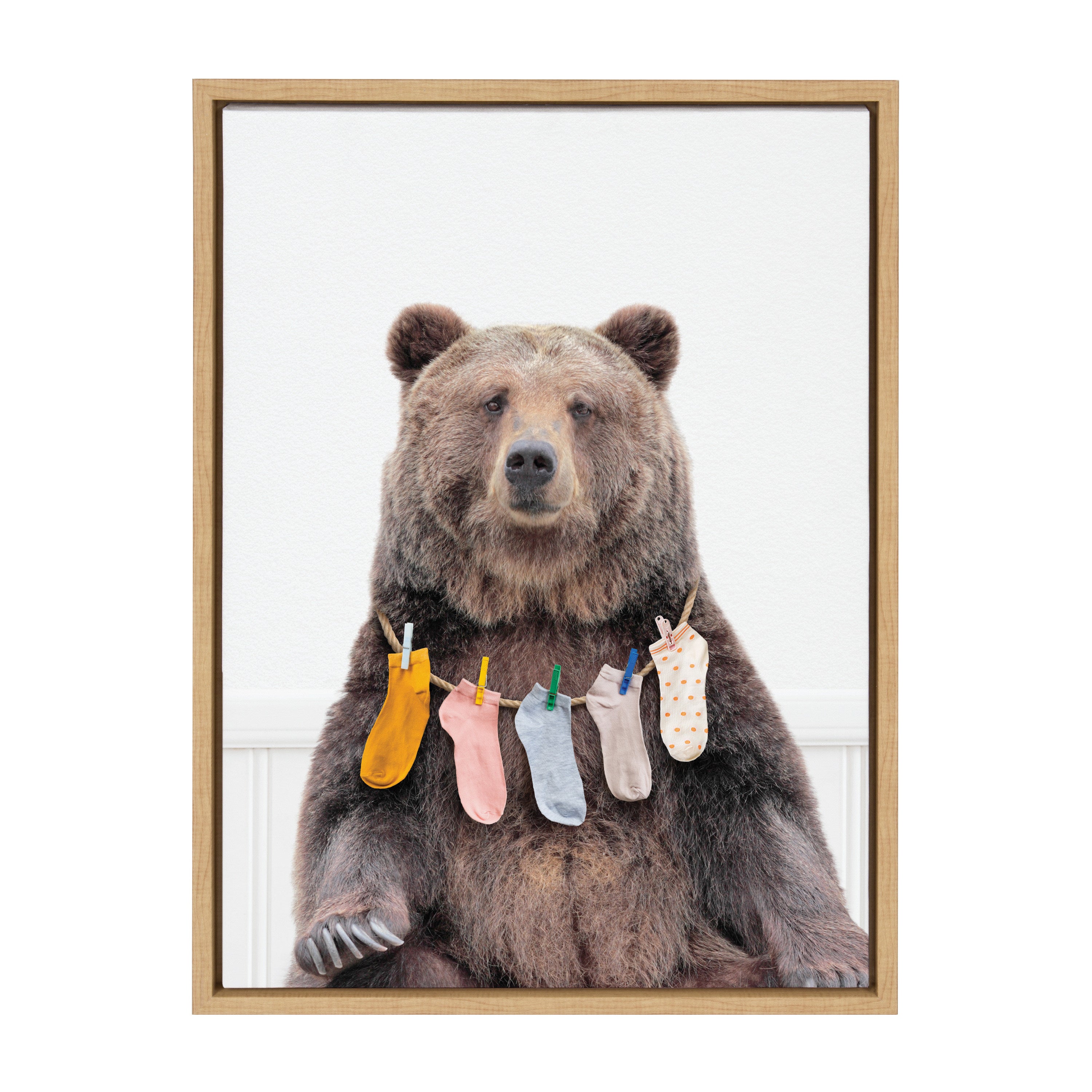 Sylvie Lost Socks Bear Framed Canvas by kateandlaurel - product image 2 for Resin Society