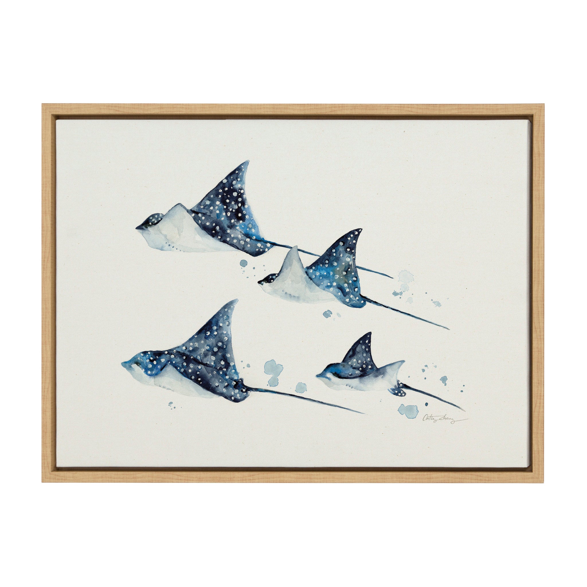 Sylvie Eagle Spotted Ray Family Framed Canvas by Cathy Zhang by kateandlaurel - main product image for Resin Society