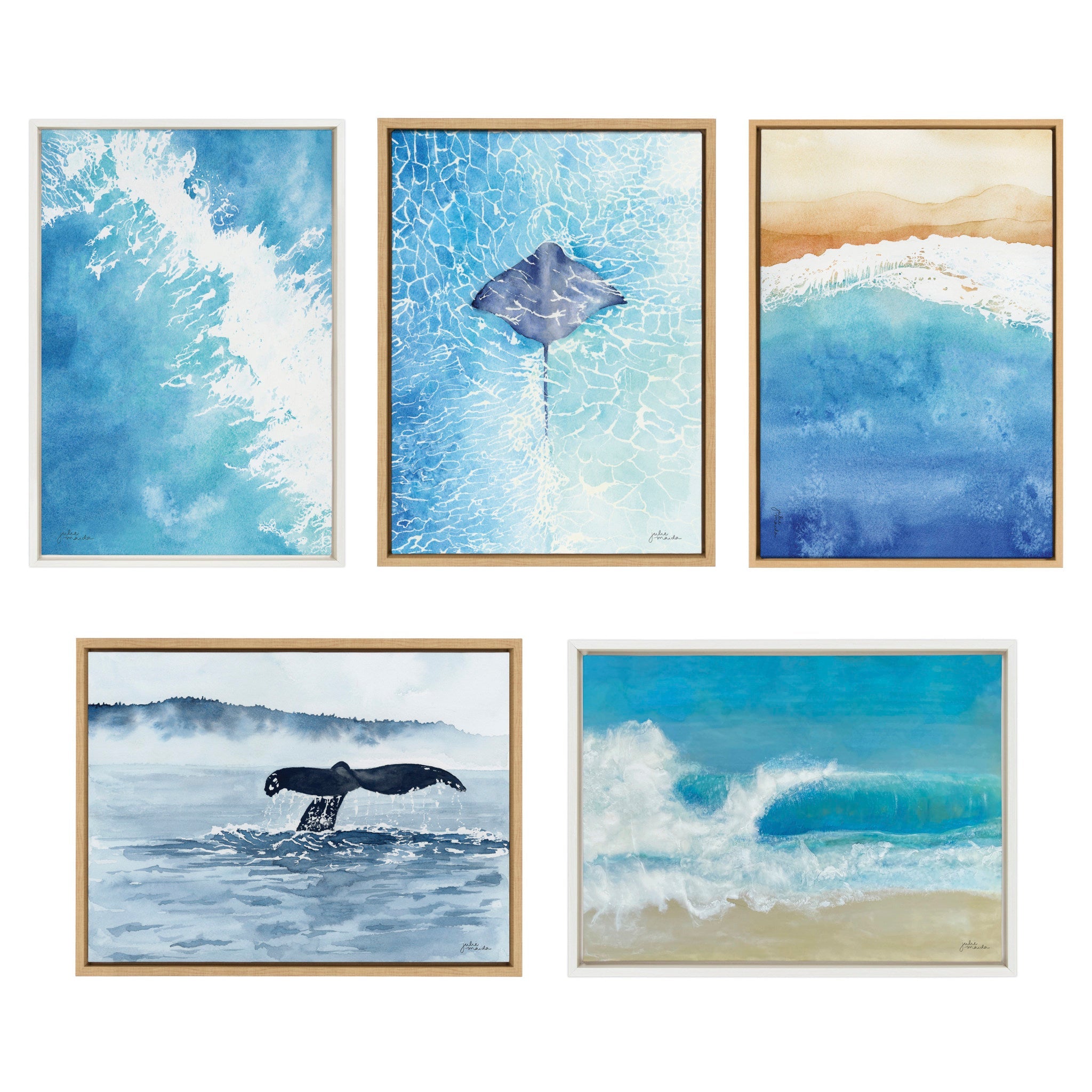 Sylvie Beaded All is Calm and Sky and Sea Framed Canvas Art Set by Julie Maida