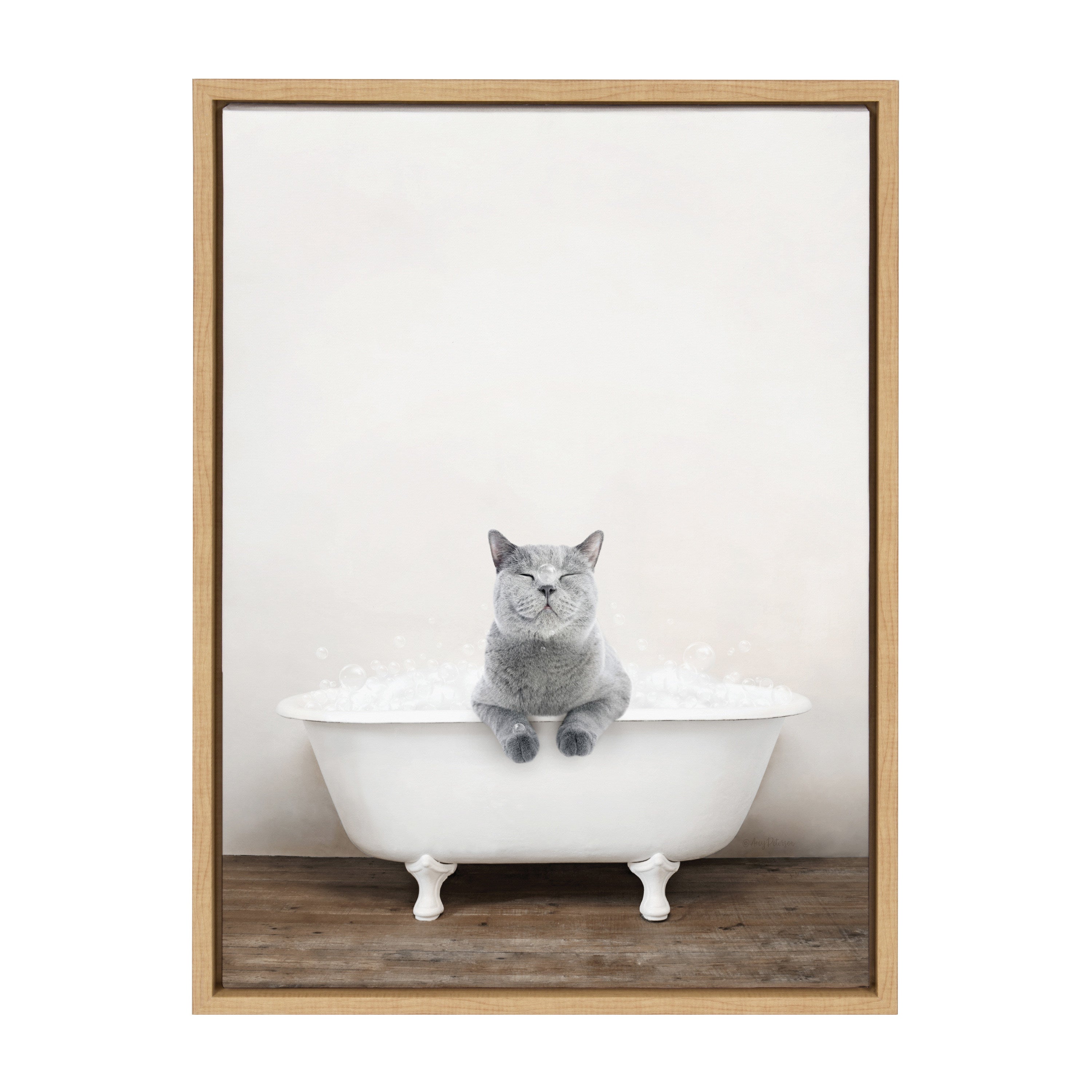 Sylvie Cat in Rustic Bath Framed Canvas by kateandlaurel - product image 8 for Resin Society