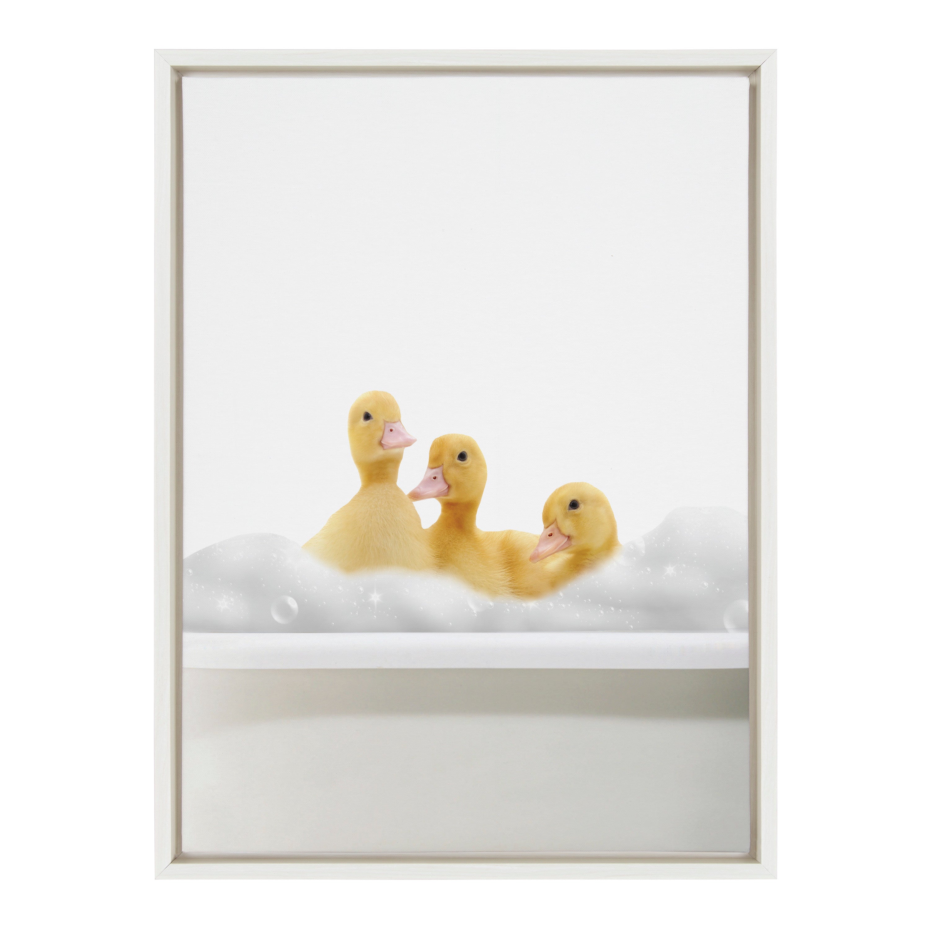 Sylvie Bathroom Bubble Bath 3 Ducks Framed Canvas by The Creative Bunch Studio