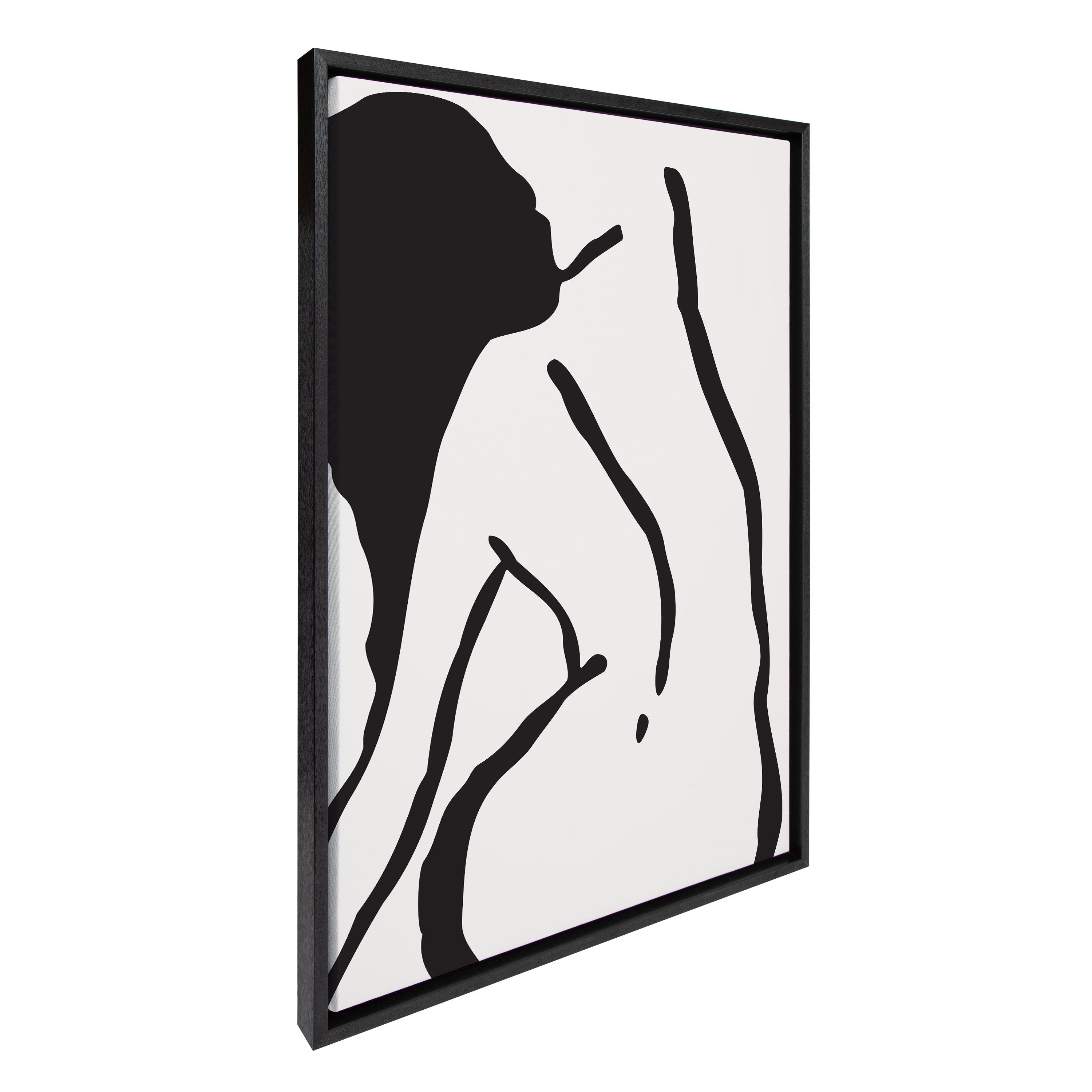 Sylvie Timeless Feminine Figural Drawing 2 Black and White Framed Canvas by kateandlaurel - main product image for Resin Society