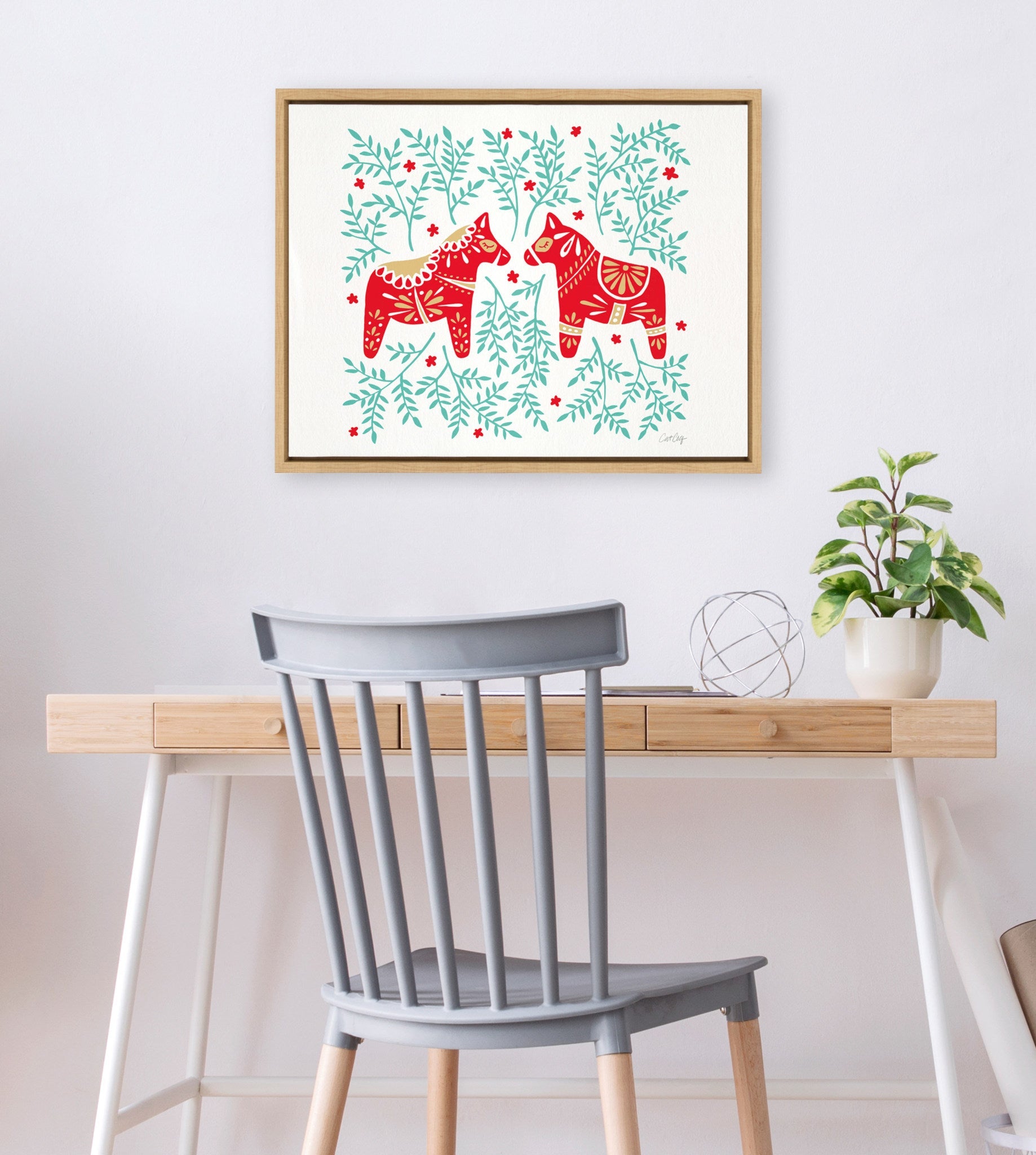 Sylvie Swedish Dala Horses Framed Canvas by kateandlaurel - product image 6 for Resin Society