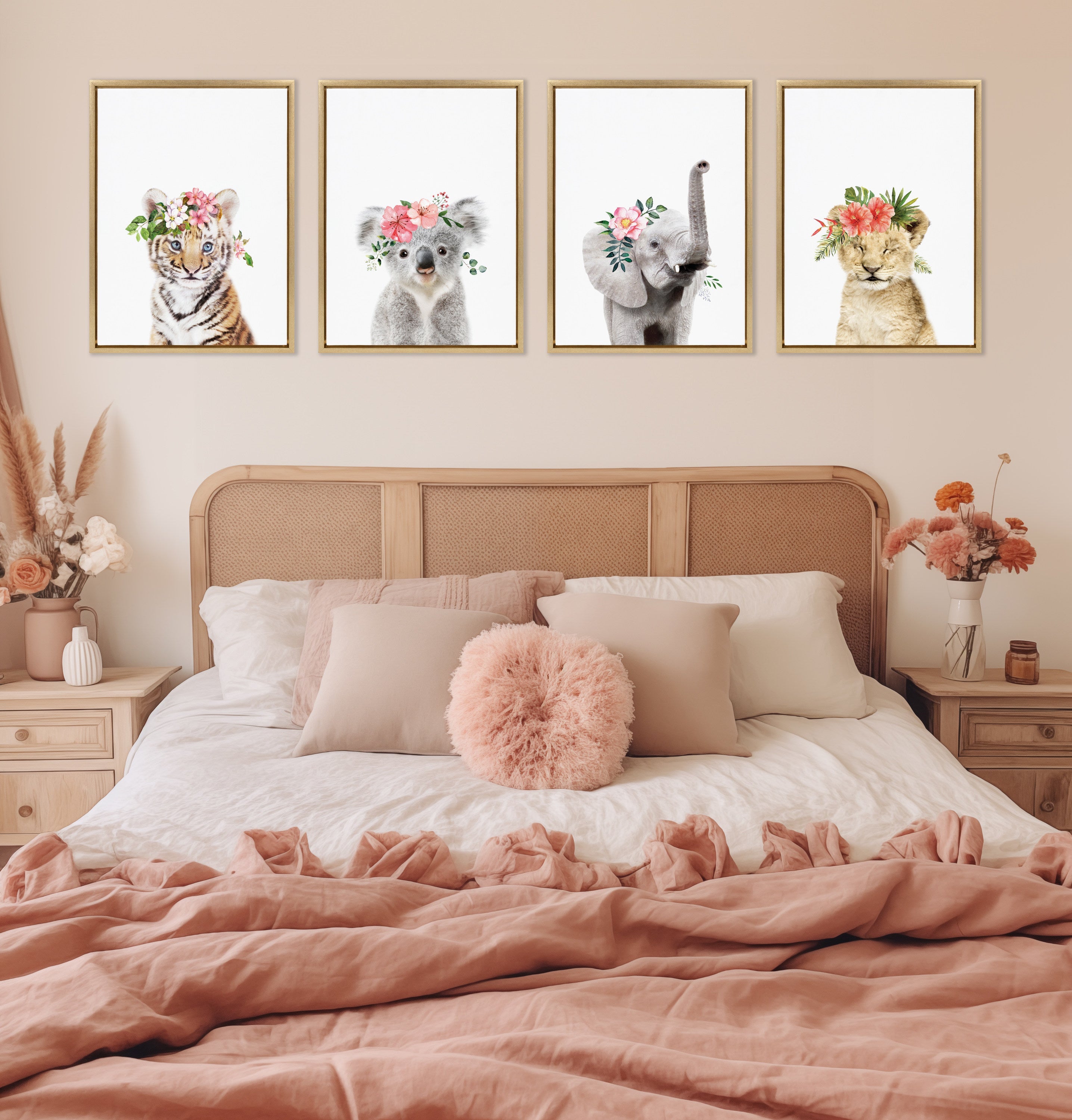 Sylvie Flower Crown Koala Framed Canvas by Amy Peterson Art Studio