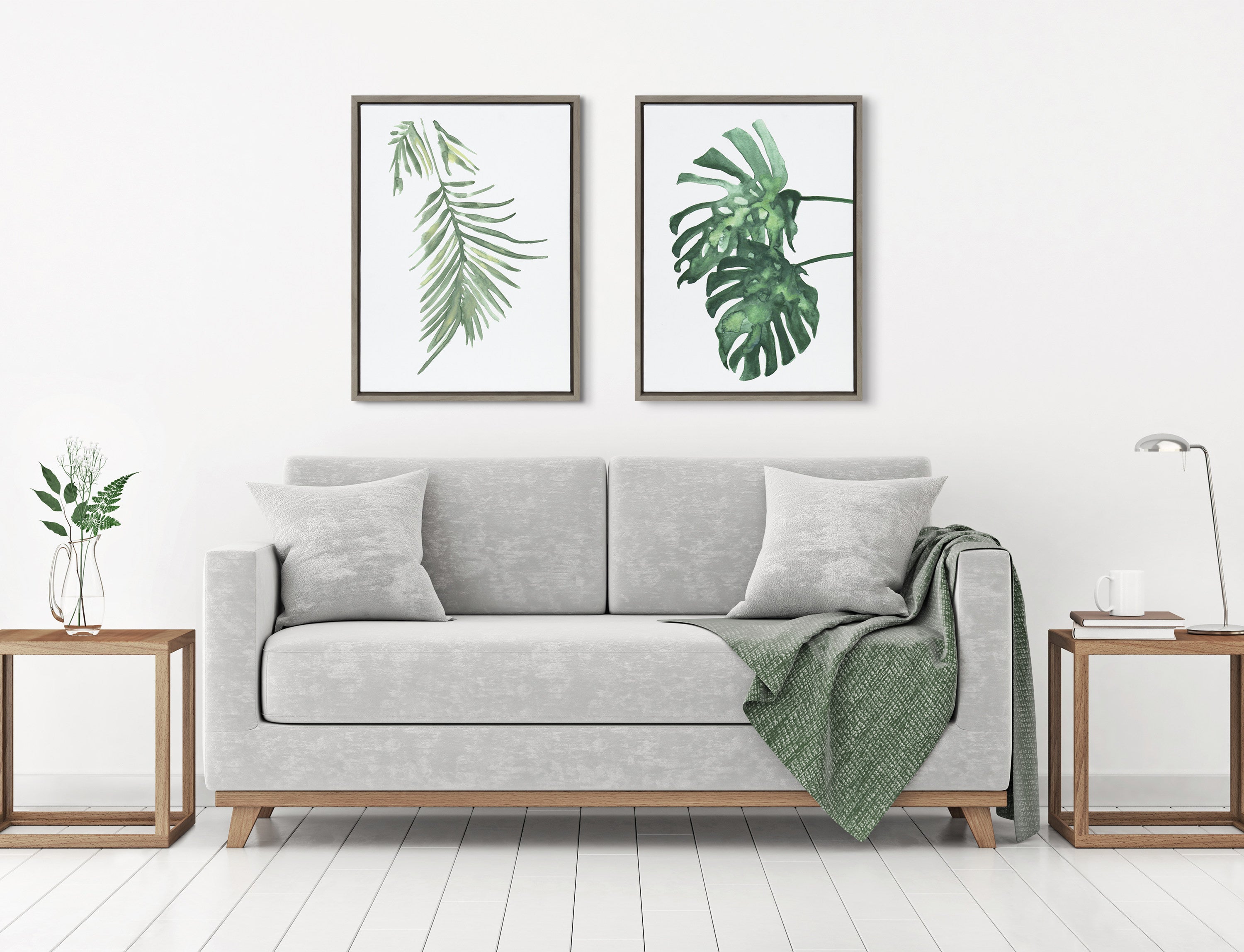 Sylvie Cheese Plant Leaves Framed Canvas by kateandlaurel - product image 4 for Resin Society