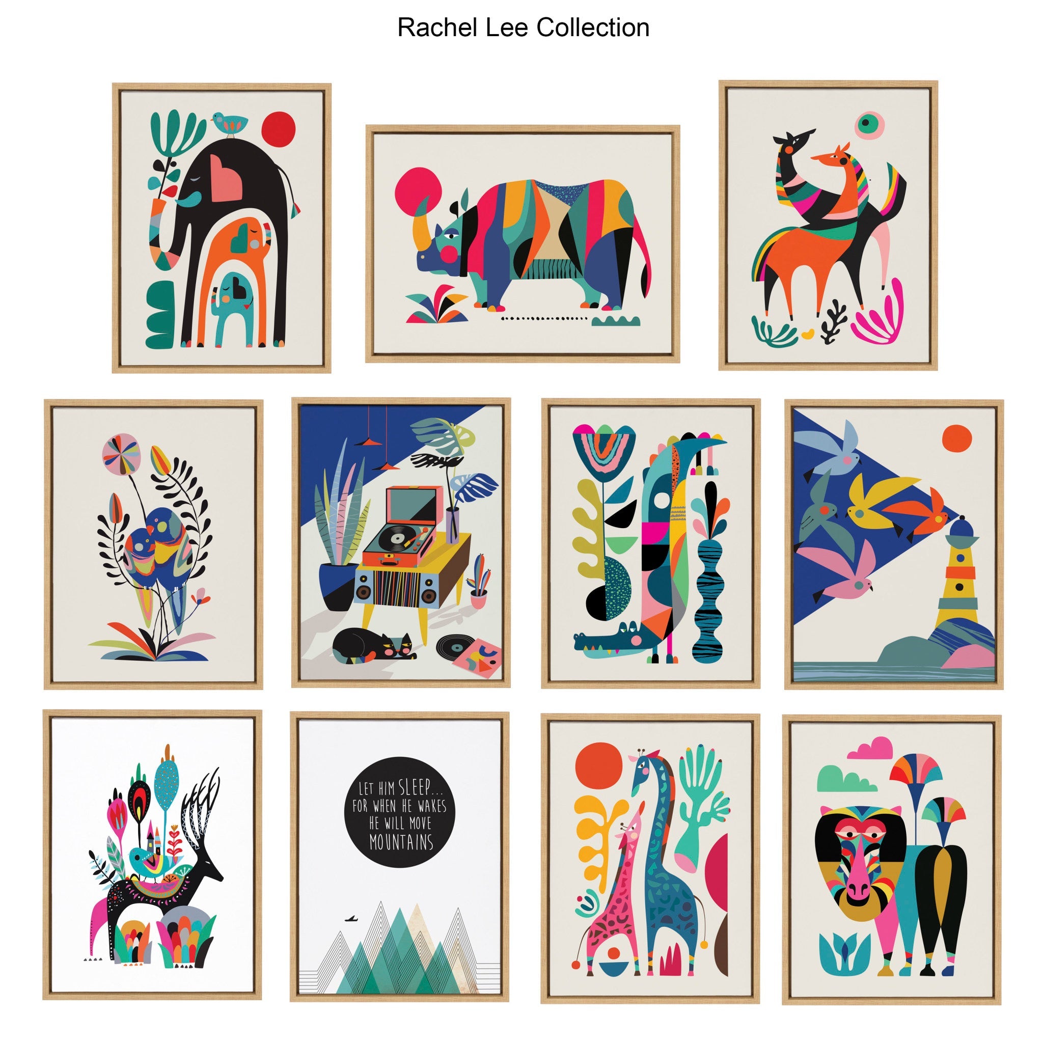 Sylvie Three Elephants Framed Canvas by Rachel Lee