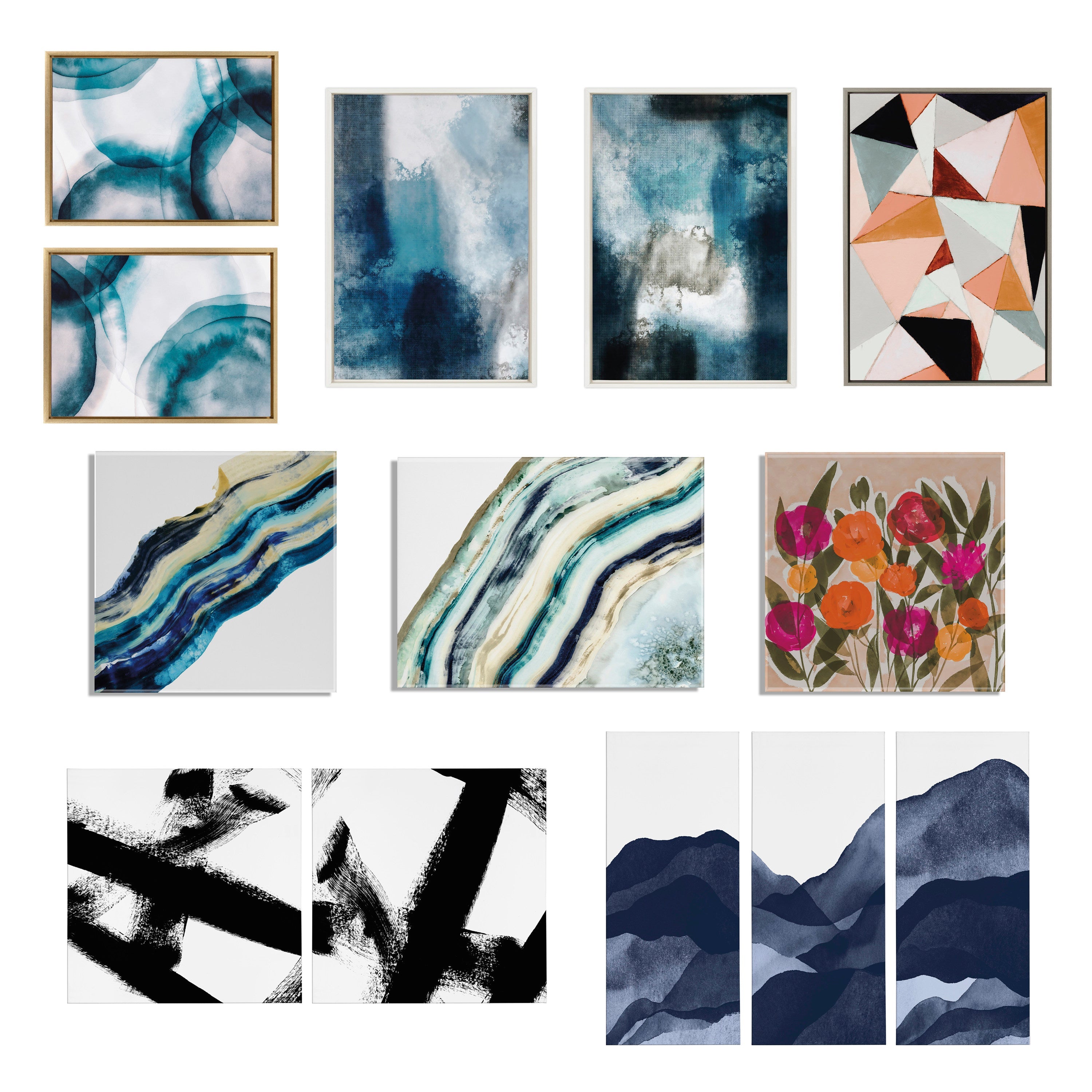 Sylvie Blue Mountain Range Framed Canvas Set by kateandlaurel - product image 18 for Resin Society