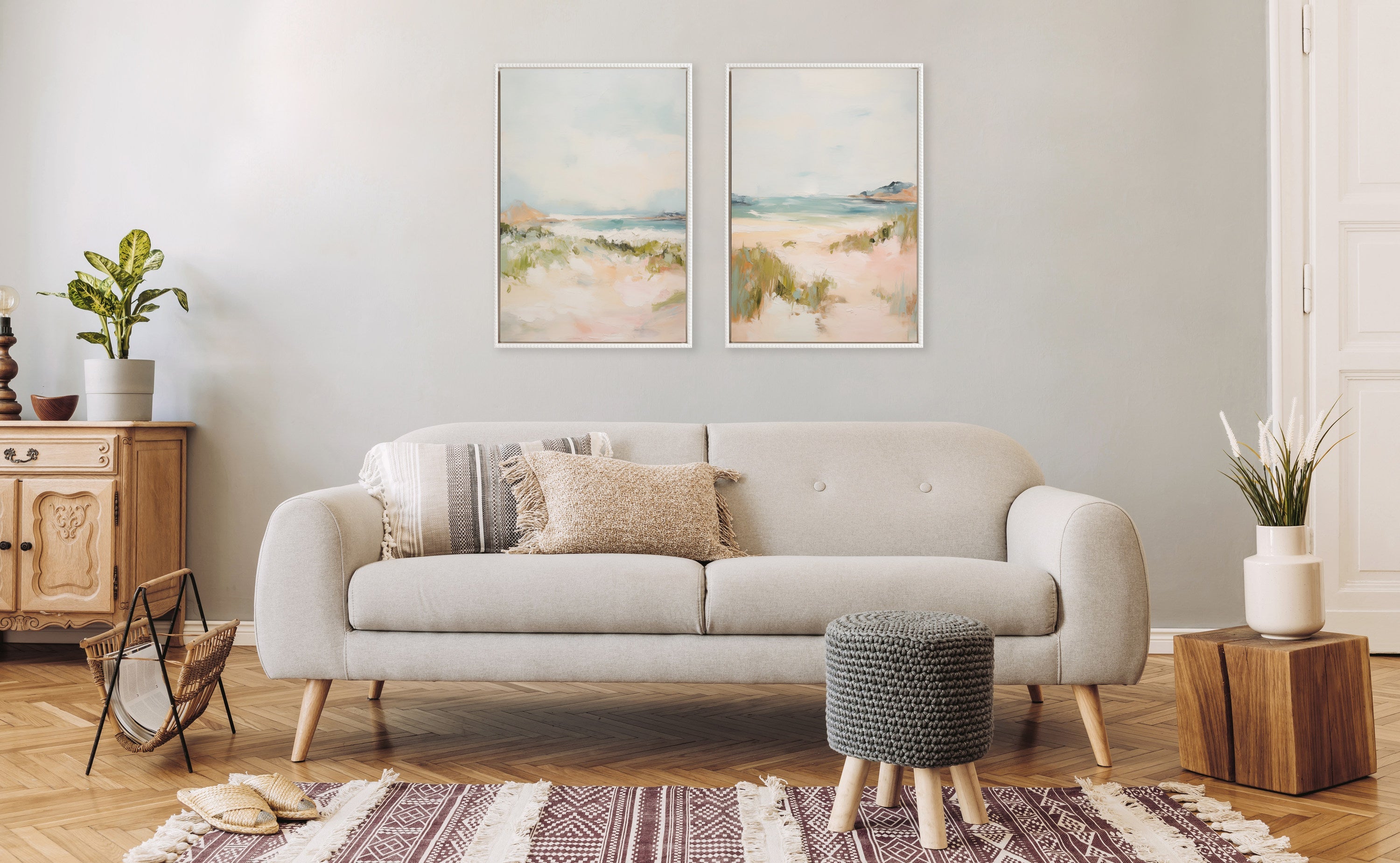 Sylvie Beaded Tranquil Landscape III and V Framed Canvas Art Set by Amy Lighthall