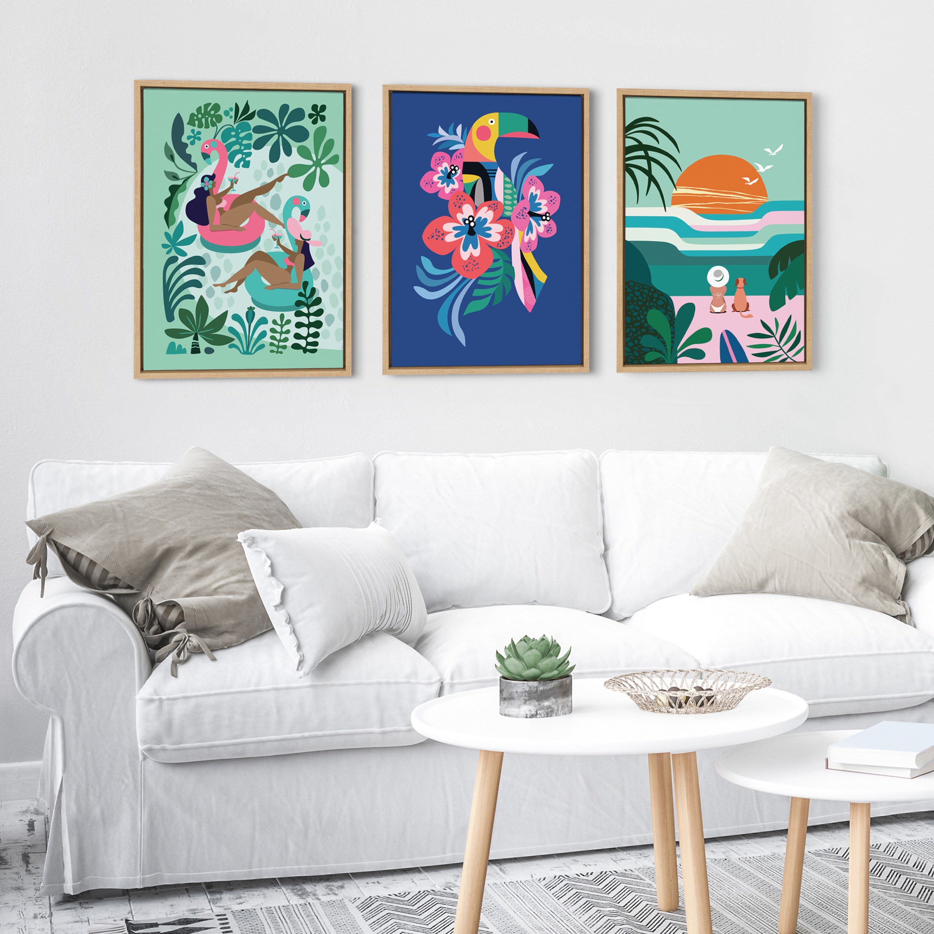 Sylvie Sun Flock Framed Canvas by kateandlaurel - product image 5 for Resin Society