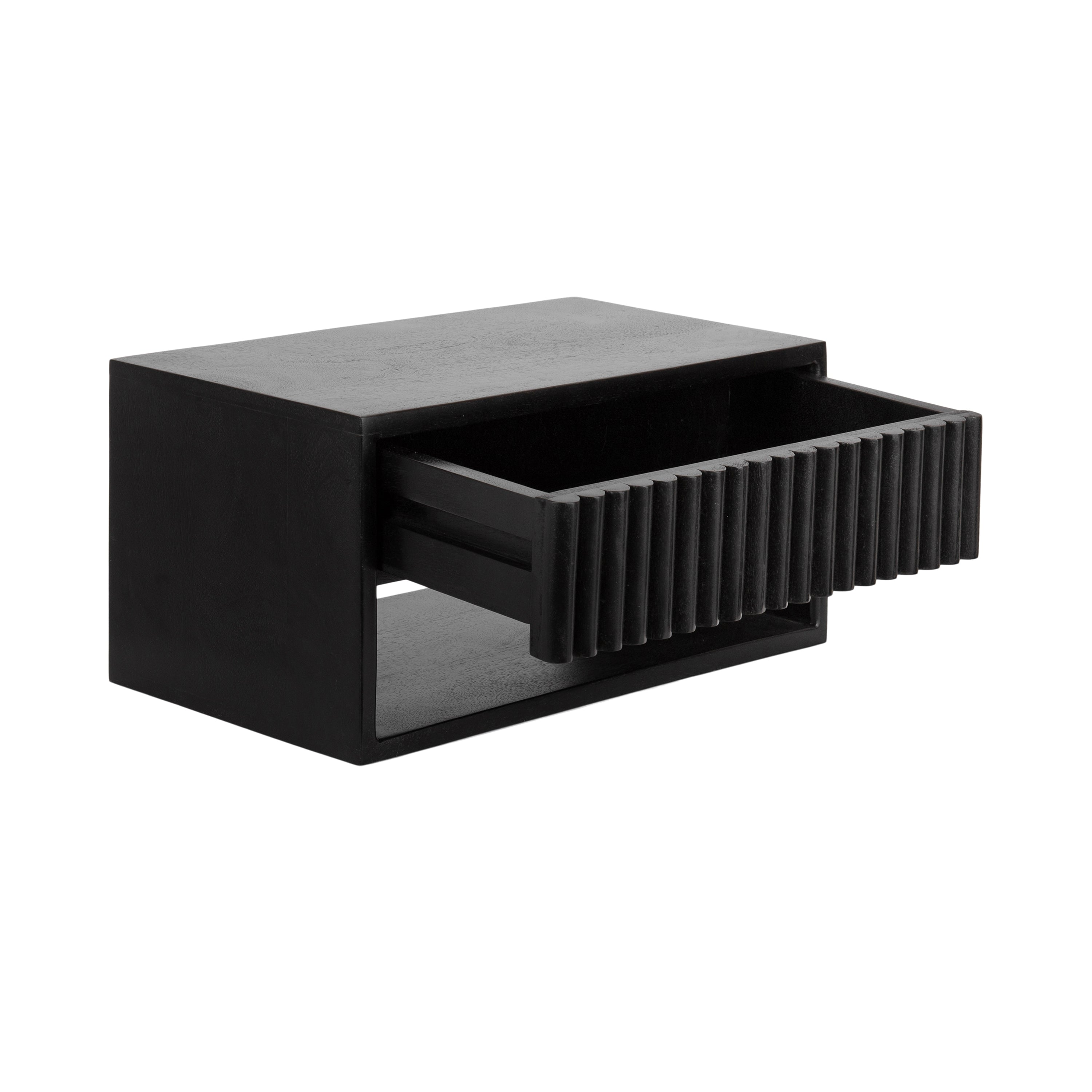 Reid Floating Wood Side Table with Open Storage