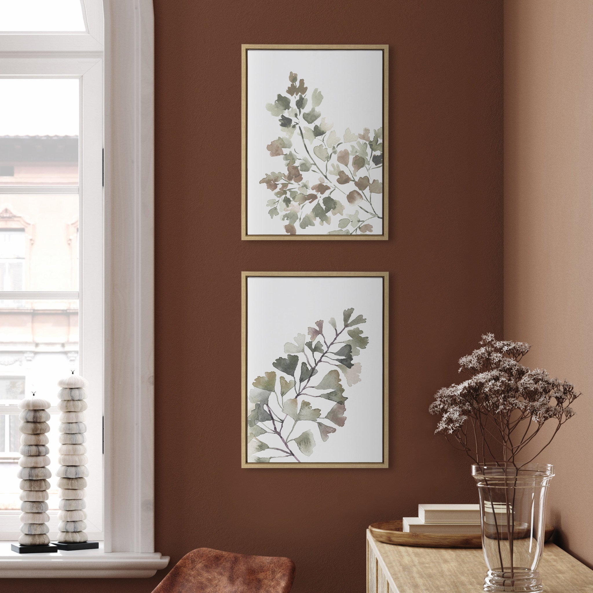 Sylvie Botanical Soft Splitfern and Botanical Soft Maiden Framed Canvas by kateandlaurel - product image 6 for Resin Society