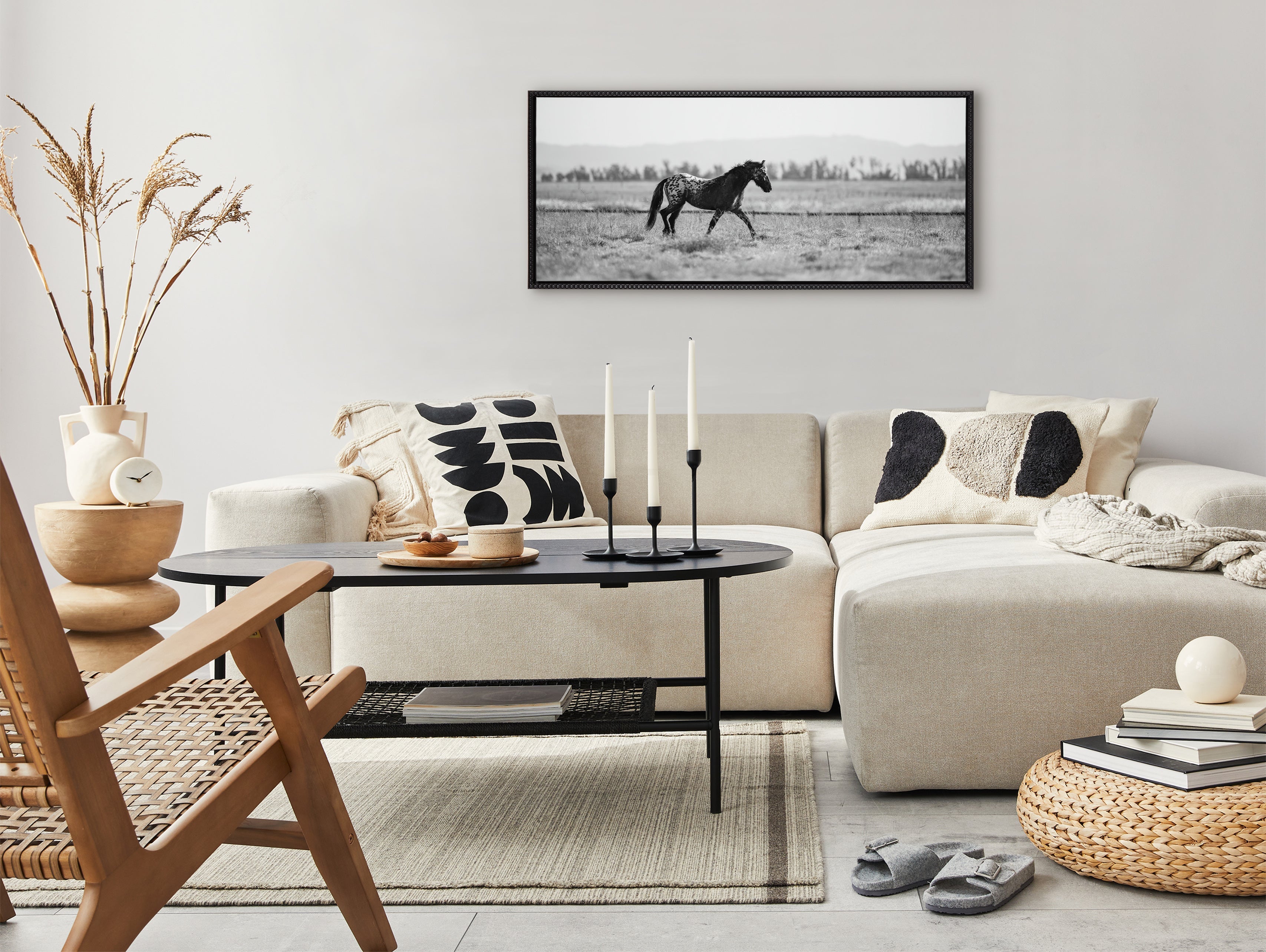 Sylvie Beaded Ursa No 1 Black and White Framed Canvas by Crystal Lynn Collins