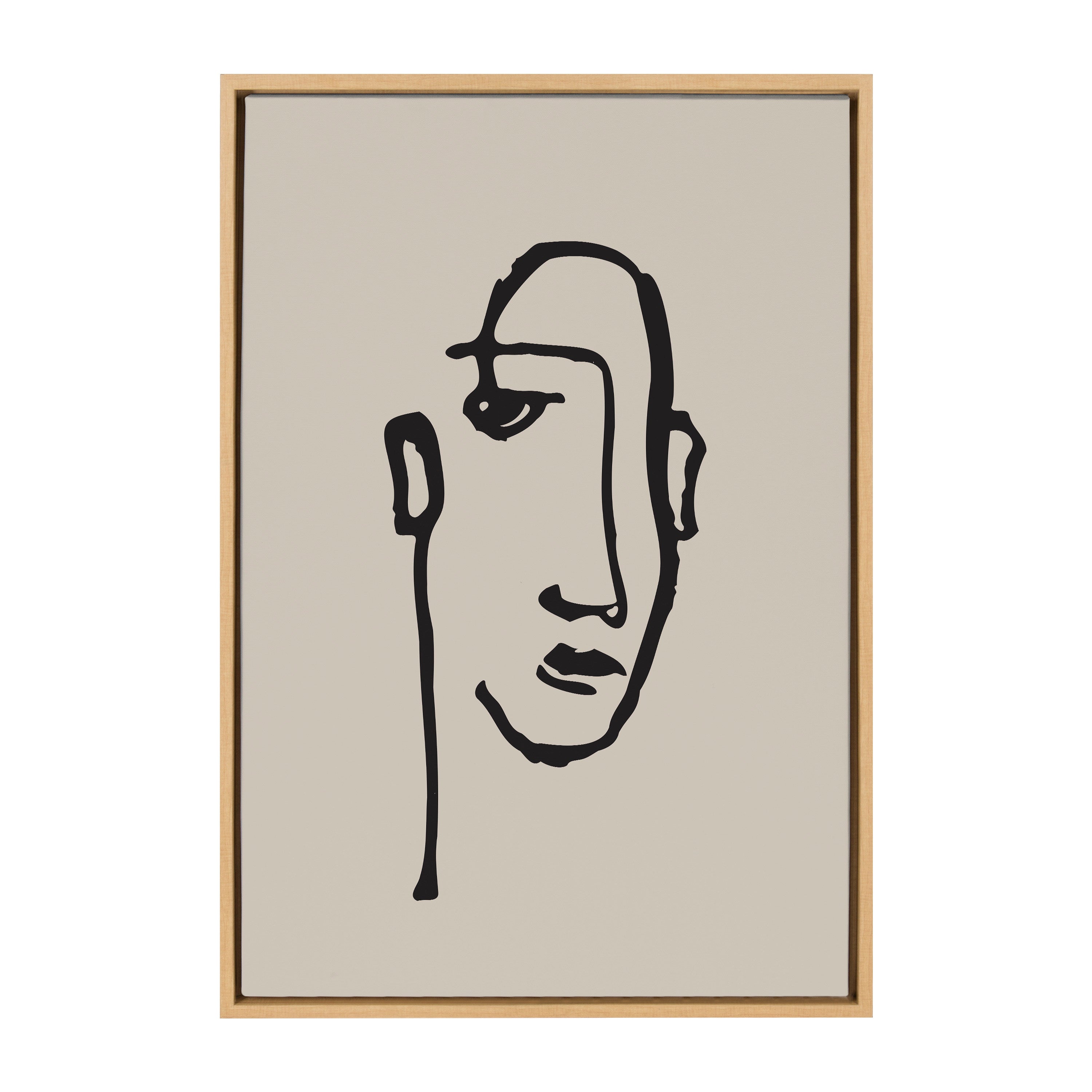 Sylvie Minimalist Neutral Line Art Drawing Face Framed Canvas by kateandlaurel - product image 2 for Resin Society