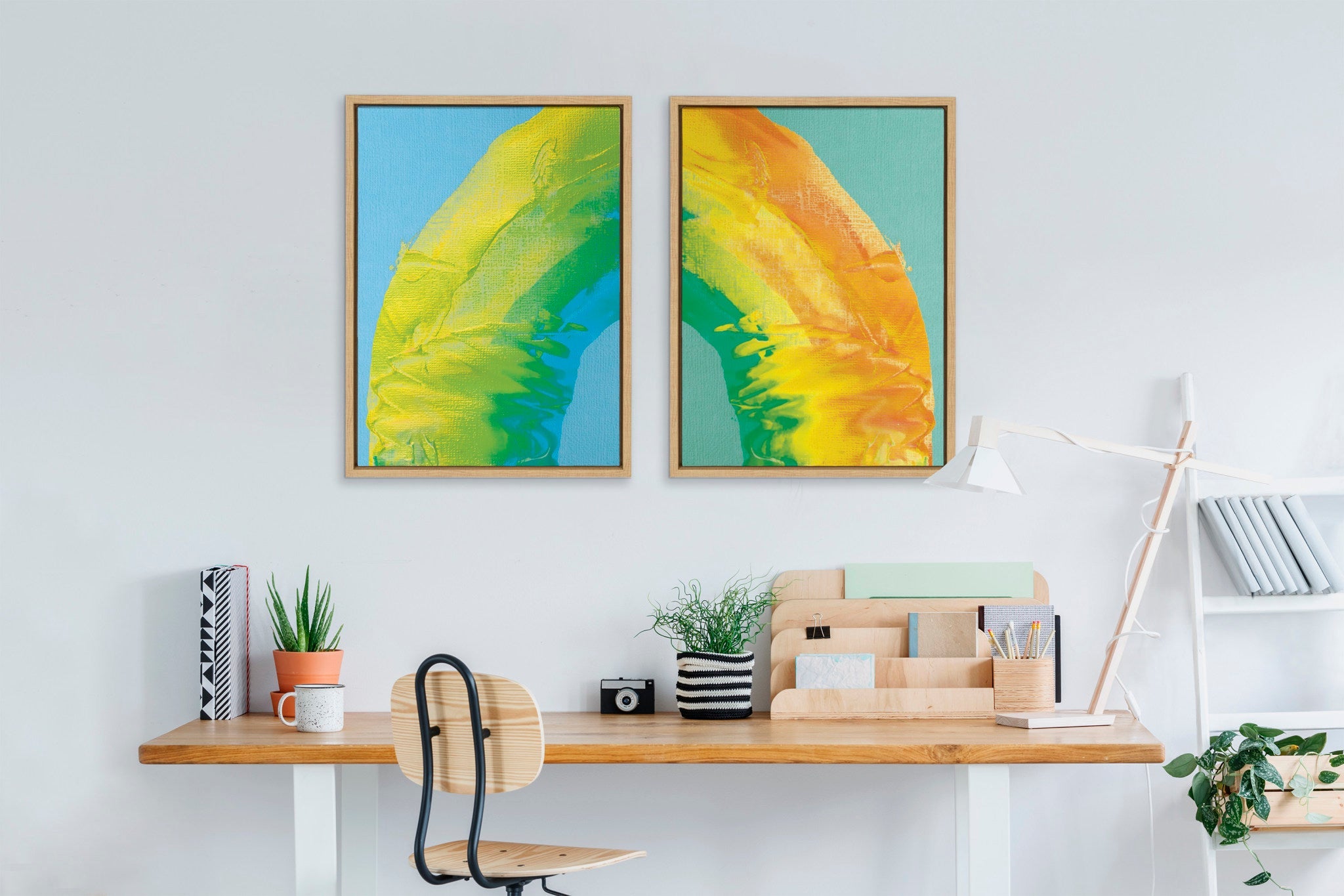 Sylvie MP Rainbow Sorbet 1 and 2 Framed Canvas Set by kateandlaurel - product image 8 for Resin Society