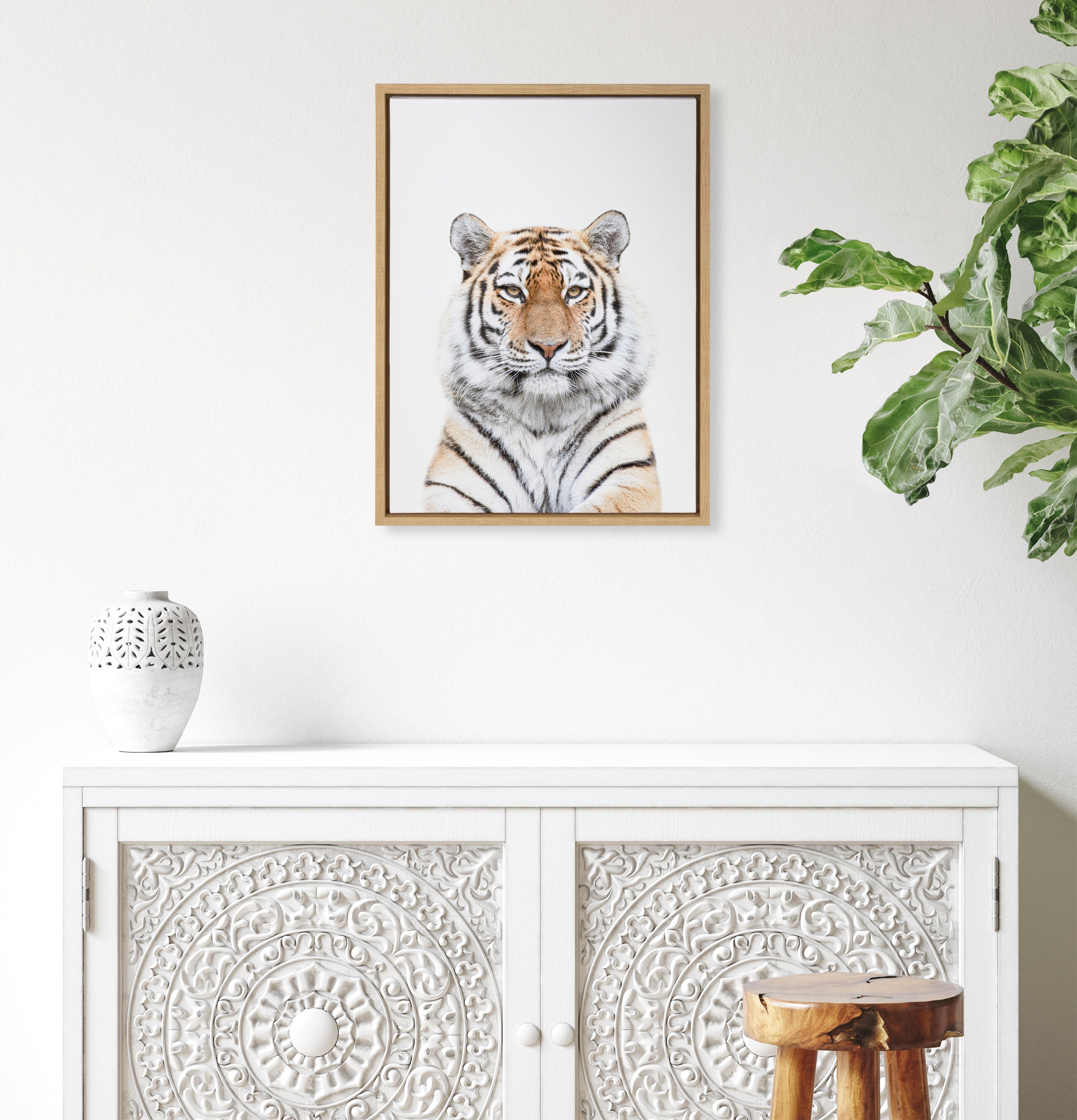 Sylvie Tiger Portrait Framed Canvas by Amy Peterson Art Studio
