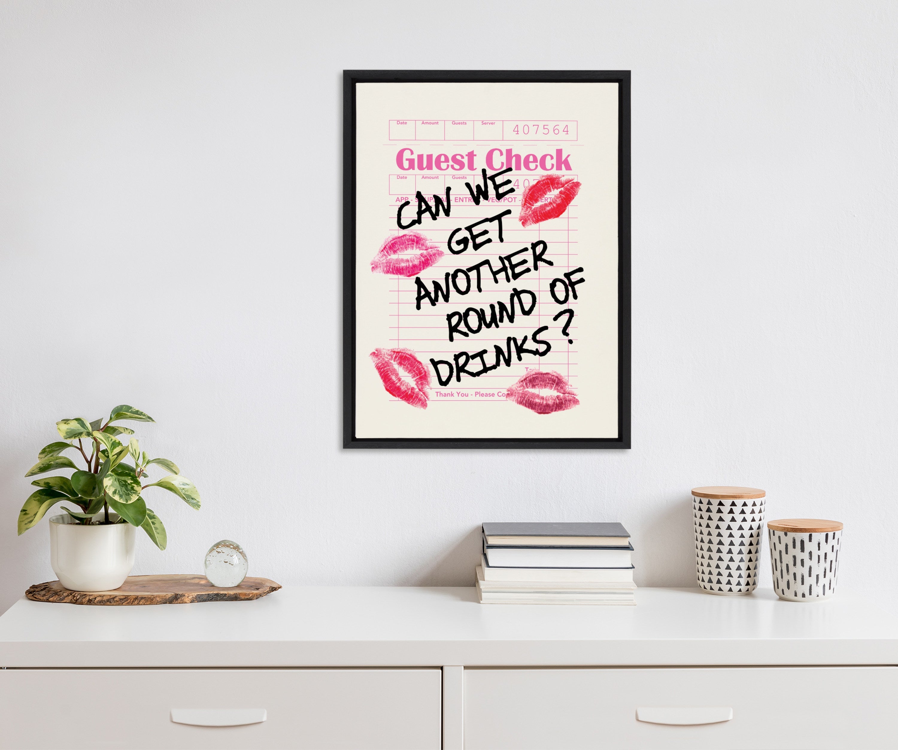 Sylvie Another Round Guest Check Framed Canvas by Alli Standefer