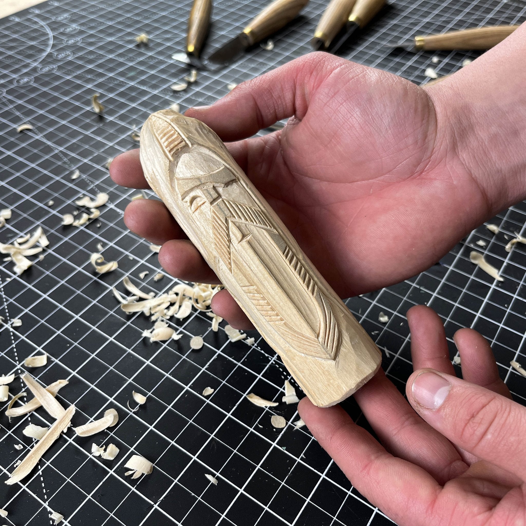 Hand-carved wooden Odin figurine 13 cm tall, Norse god statue with detailed craftsmanship