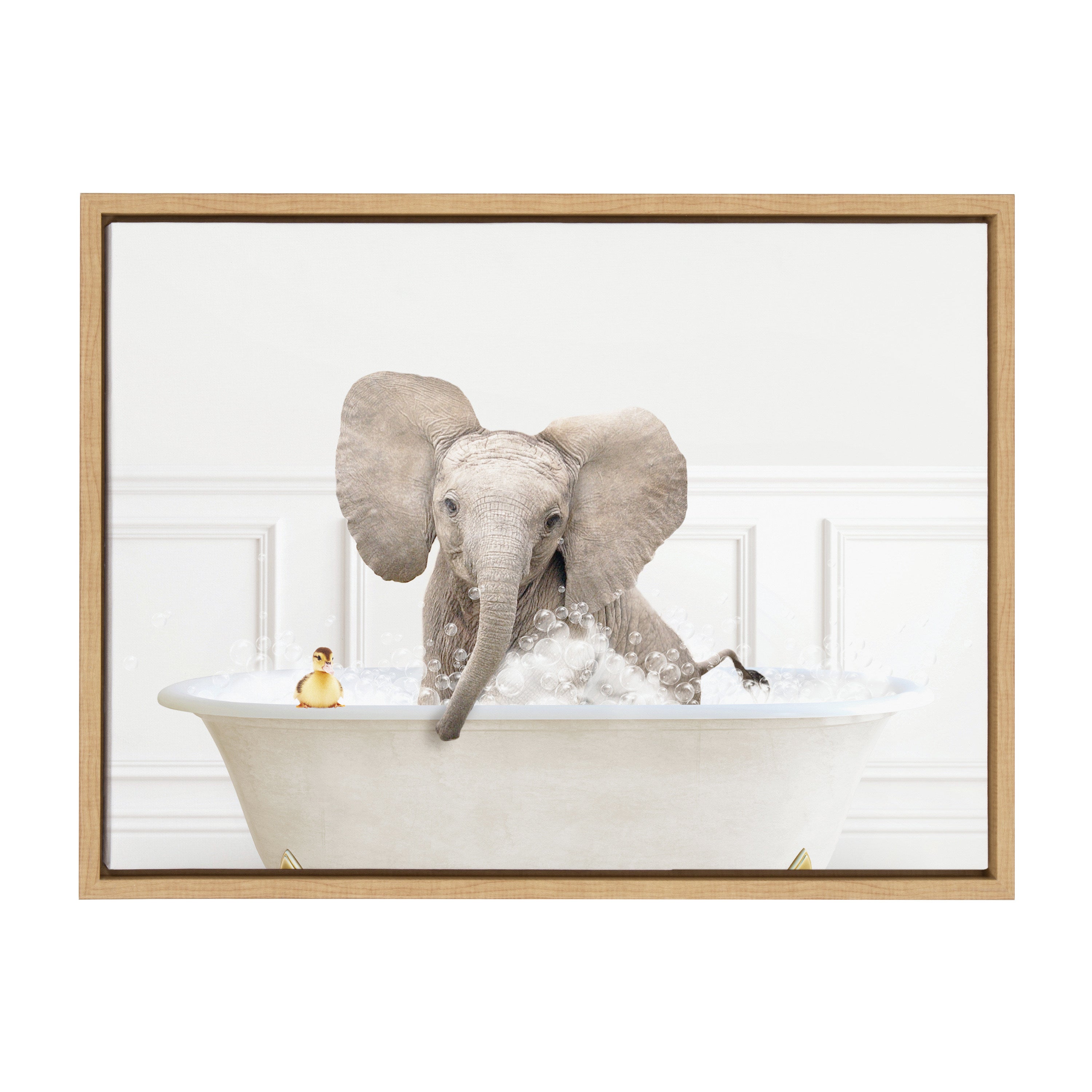 Sylvie Baby Elephant No4 In Bubble Bath Neutral Style Framed Canvas by kateandlaurel - product image 2 for Resin Society